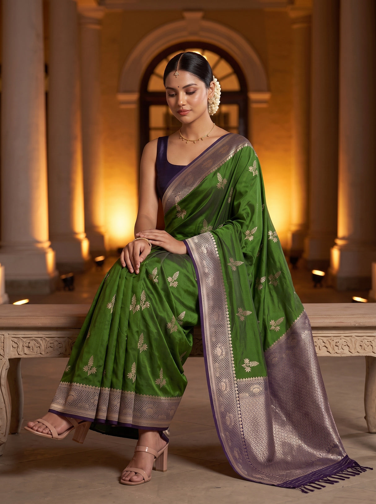 MIMOSA Olive Saree Saree — pose 8 styling detail