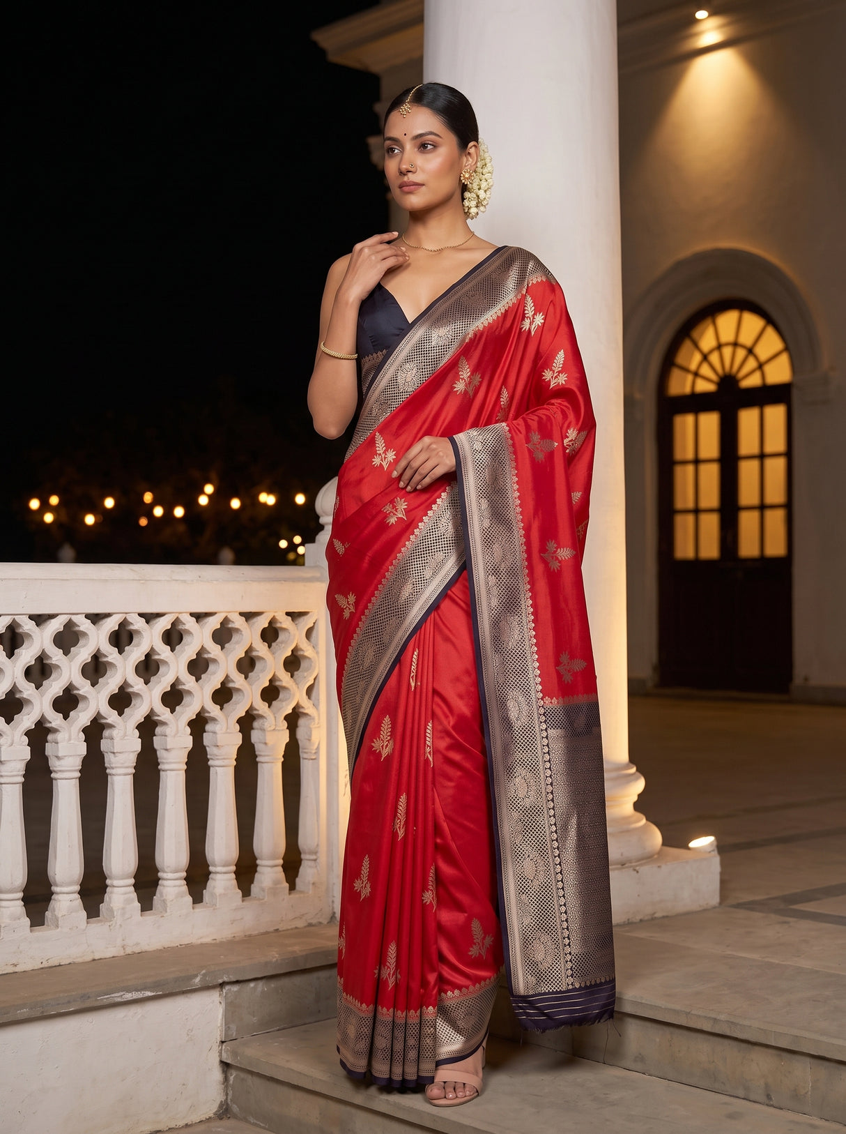 MIMOSA Red Saree Saree — pose 5 styling detail