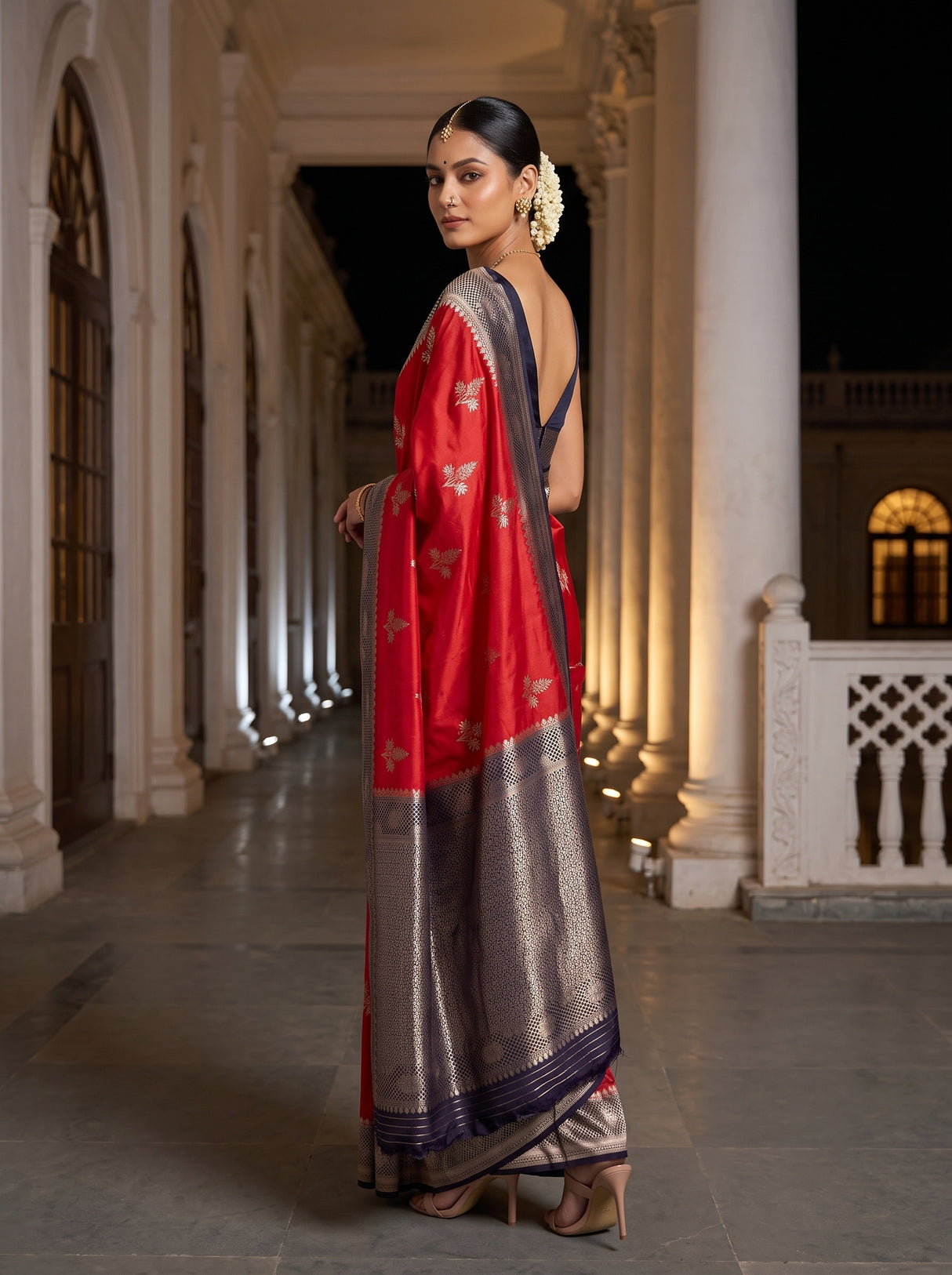 MIMOSA Red Saree Saree — pose 7 styling detail