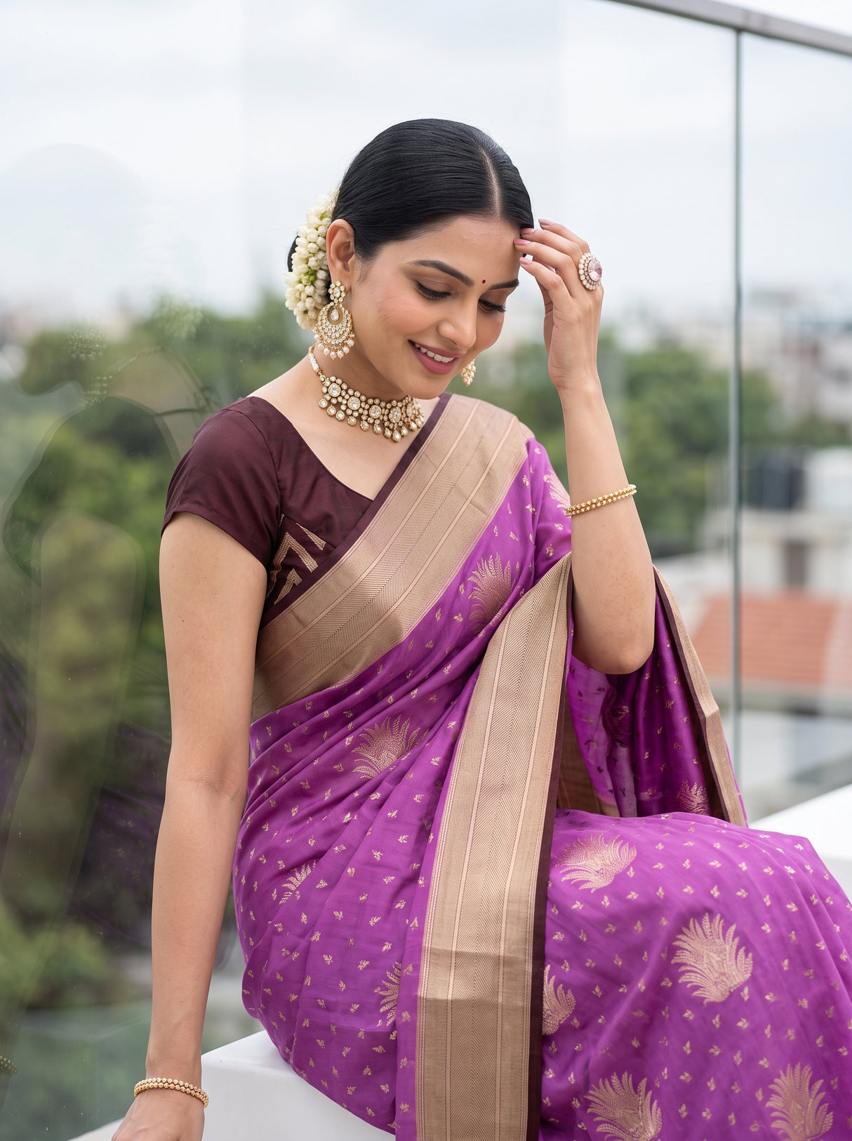 MIMOSA Lavender Saree Saree — pose 10 styling detail