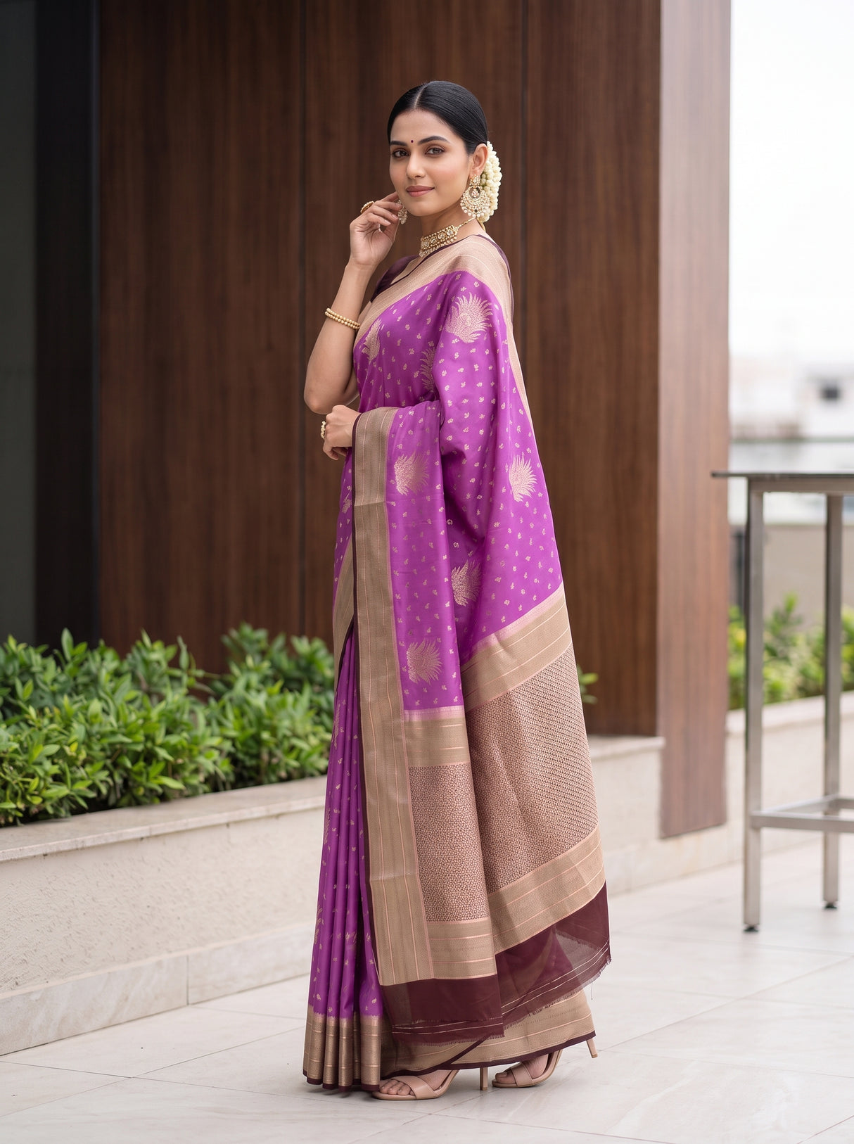 MIMOSA Lavender Saree Saree — pose 7 styling detail