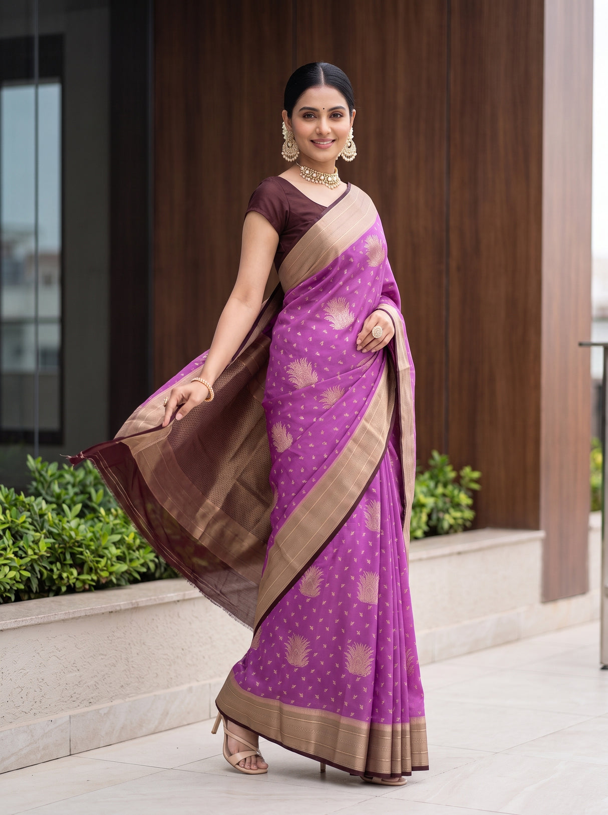 MIMOSA Lavender Saree Saree — pose 9 styling detail