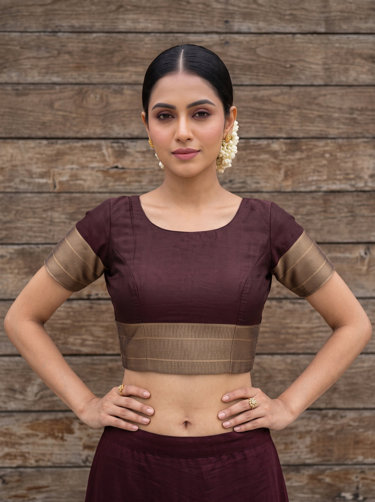 MIMOSA Olive Saree Saree — blouse close-up