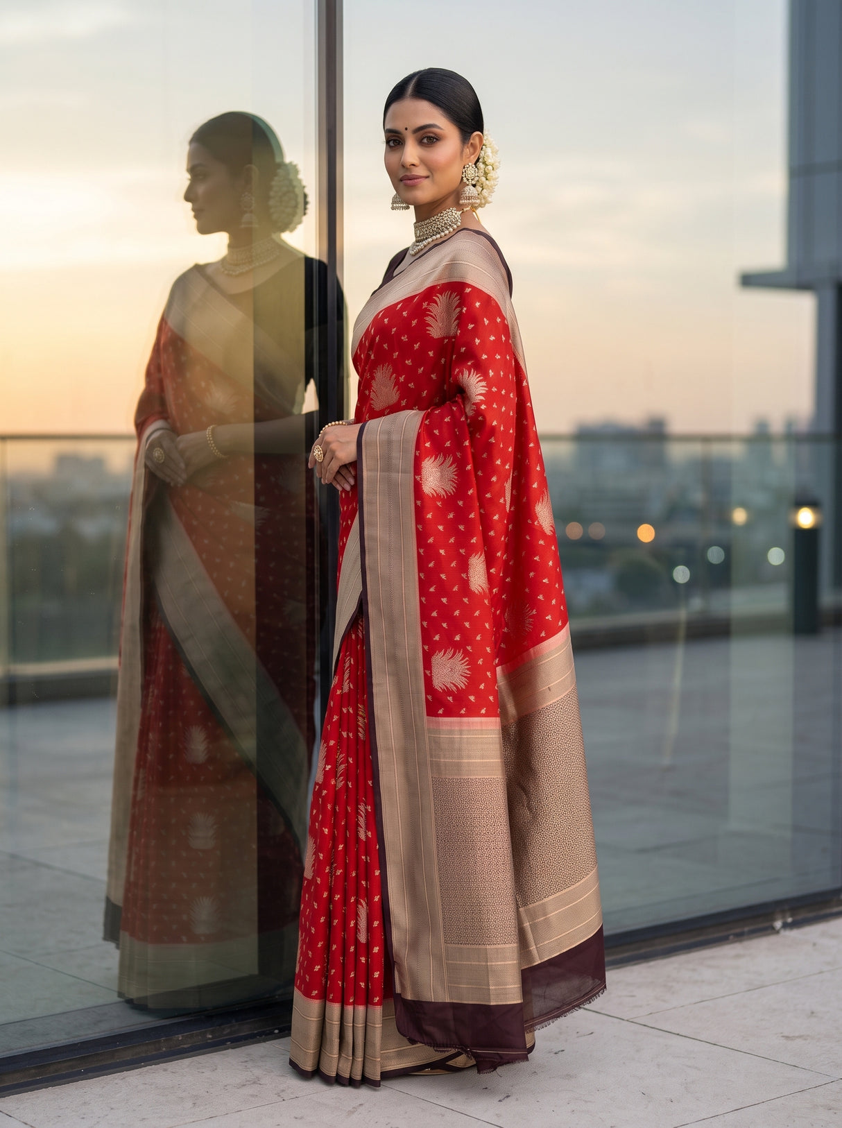 MIMOSA Red Saree Saree — pose 5 styling detail