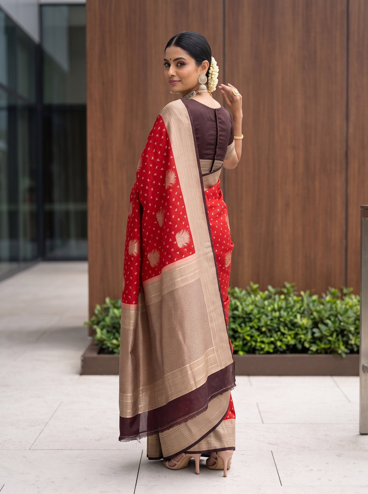MIMOSA Red Saree Saree — pose 7 styling detail
