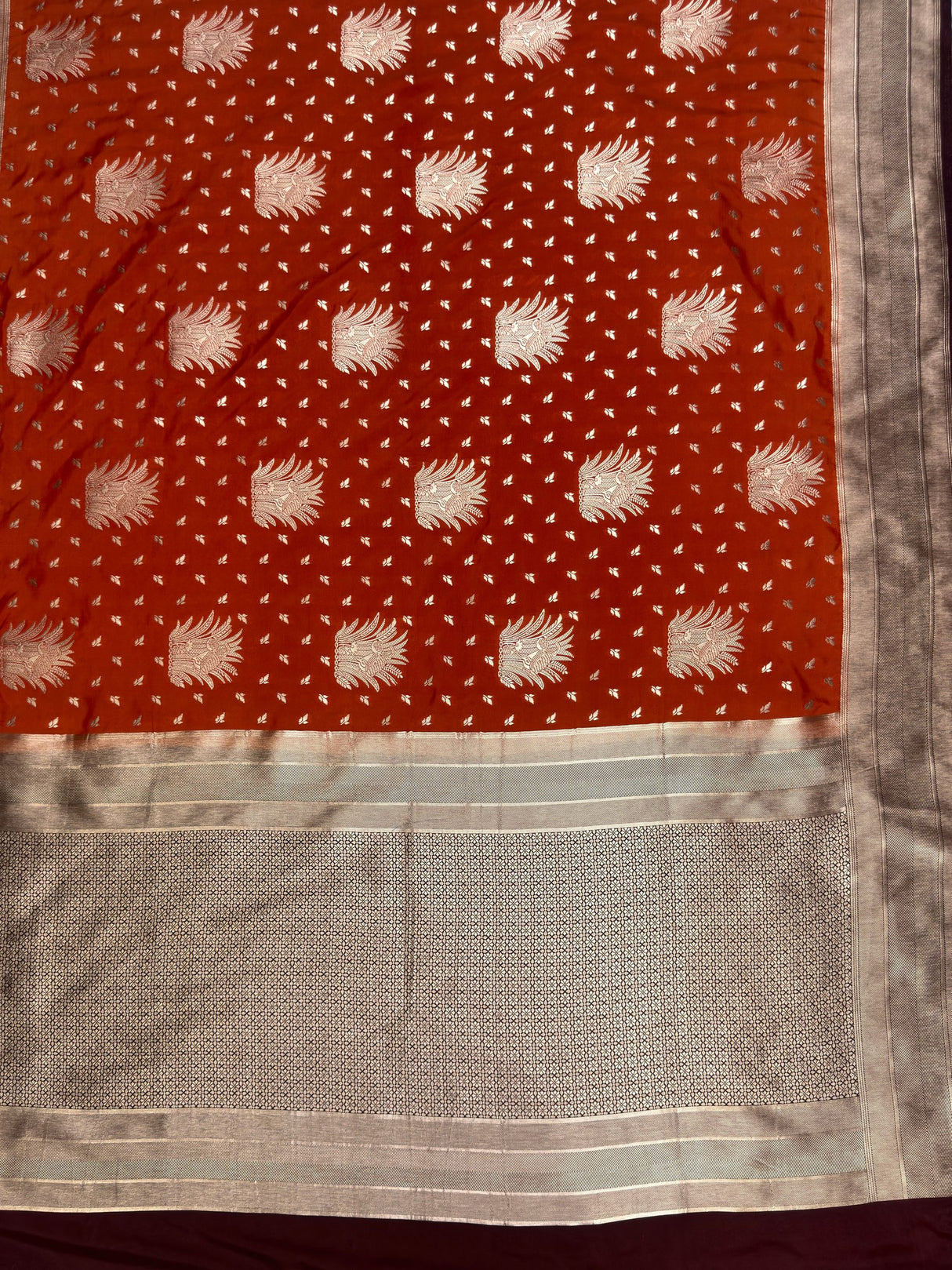 MIMOSA Rust Saree Saree — pallu and zari work detail