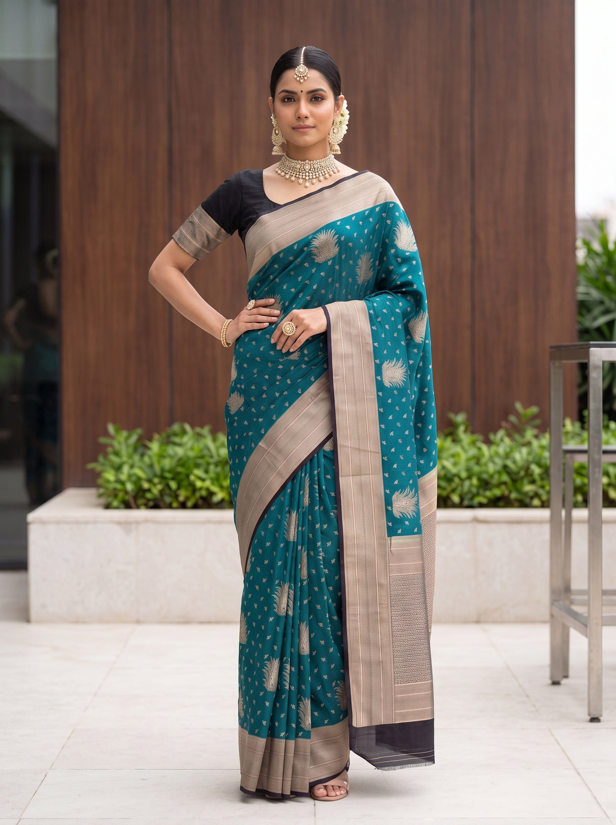 MIMOSA Sapphire Saree Saree — pose 4 styling detail