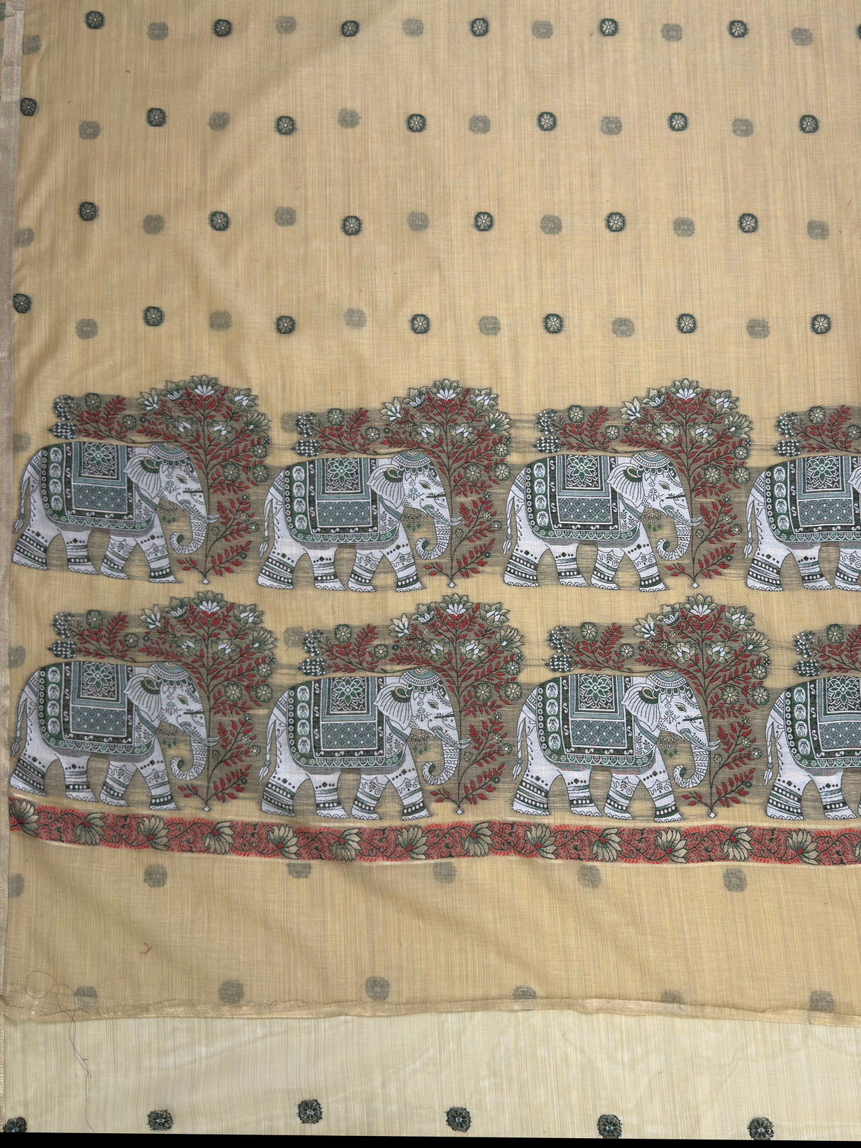 MIMOSA Chiku Banarasi Linen Saree — pallu and zari work detail