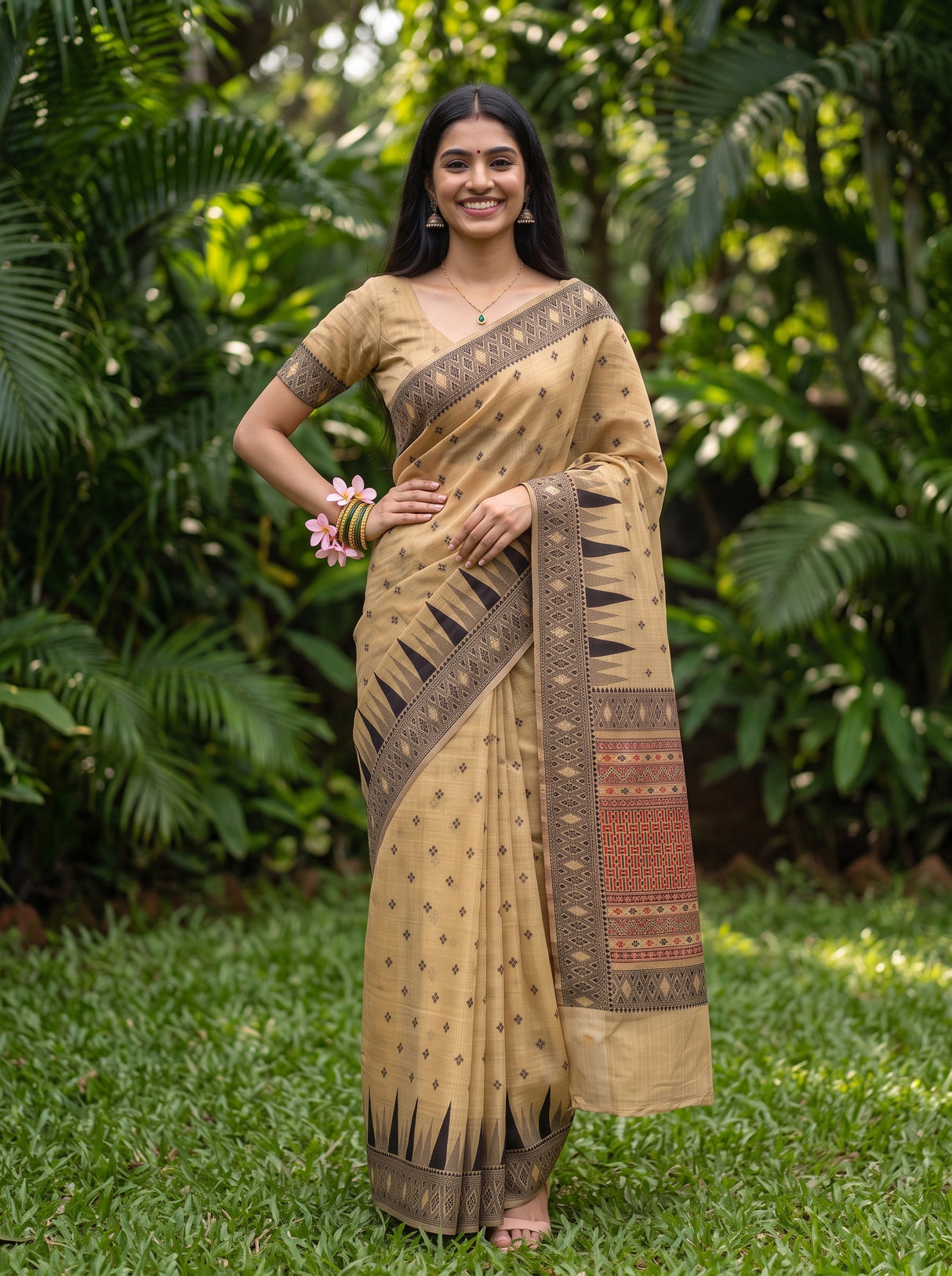 MIMOSA Chiku Saree Saree — pose 4 styling detail