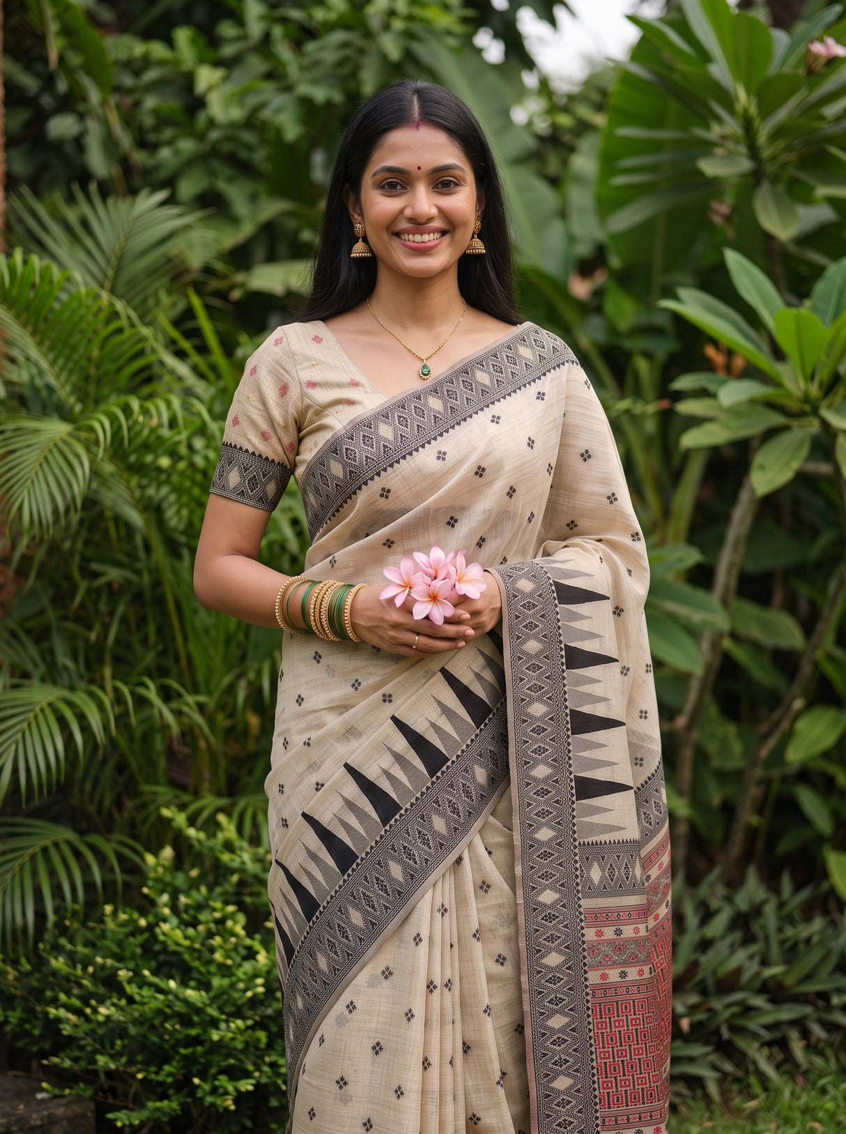 MIMOSA Half White Saree Saree — pose 10 styling detail