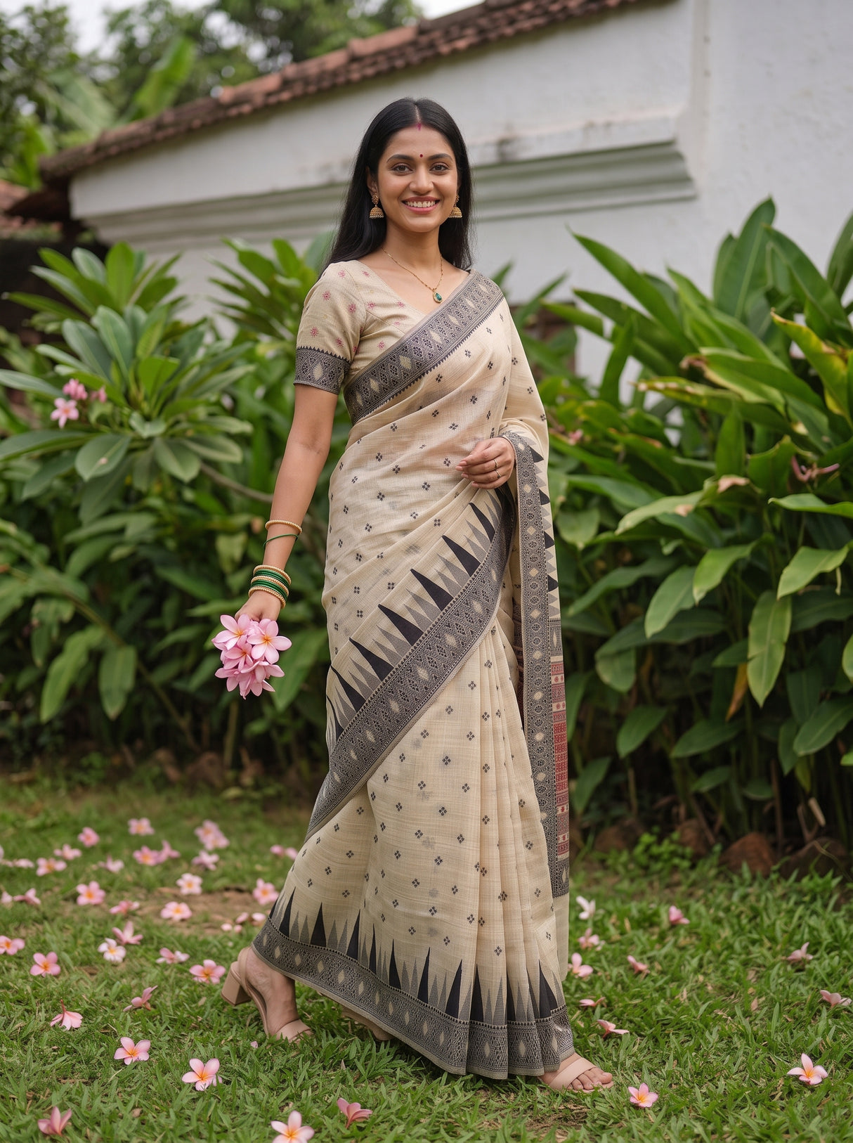 MIMOSA Half White Saree Saree — pose 5 styling detail