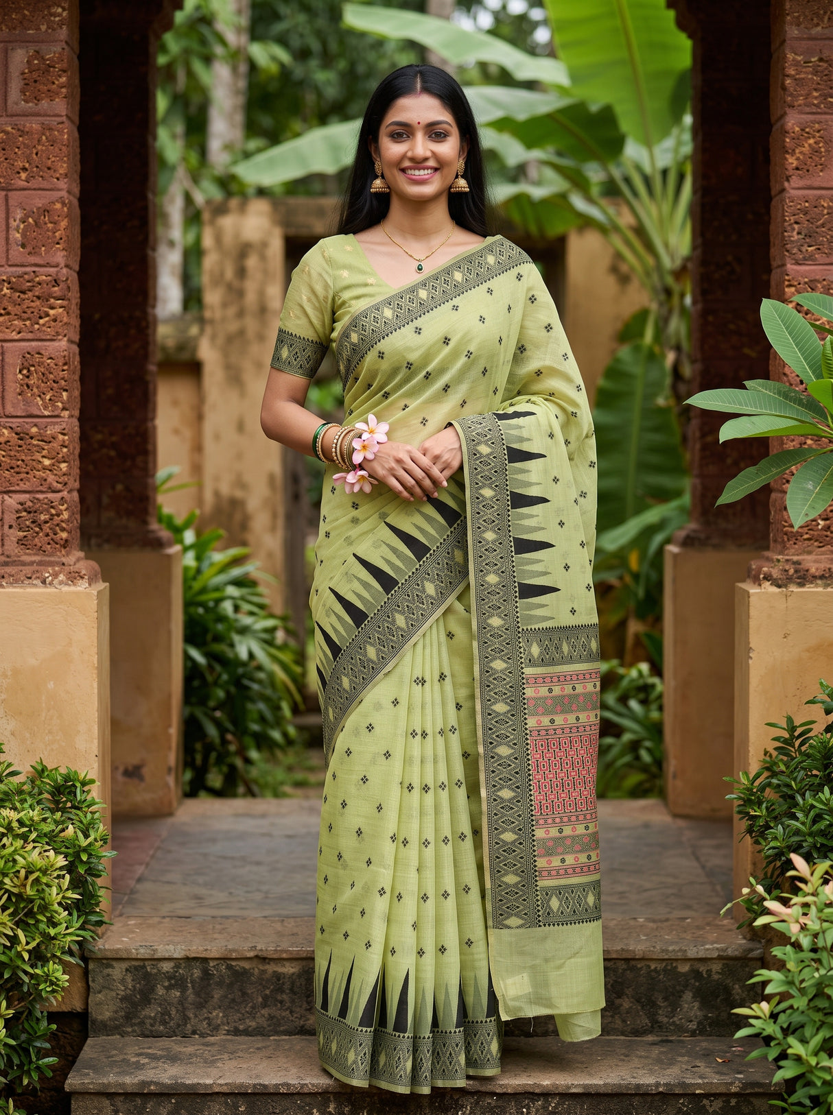 MIMOSA Pista Saree Saree — front view on mannequin