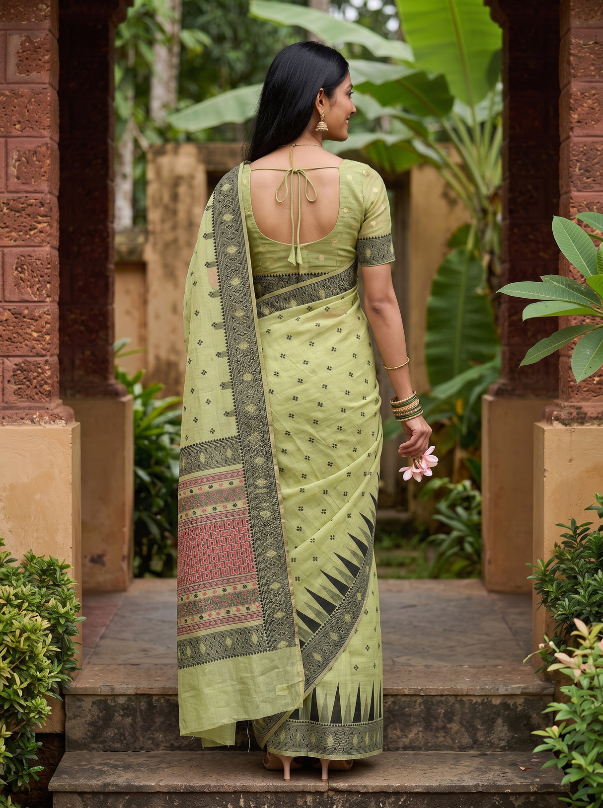 MIMOSA Pista Saree Saree — pose 2 styling detail