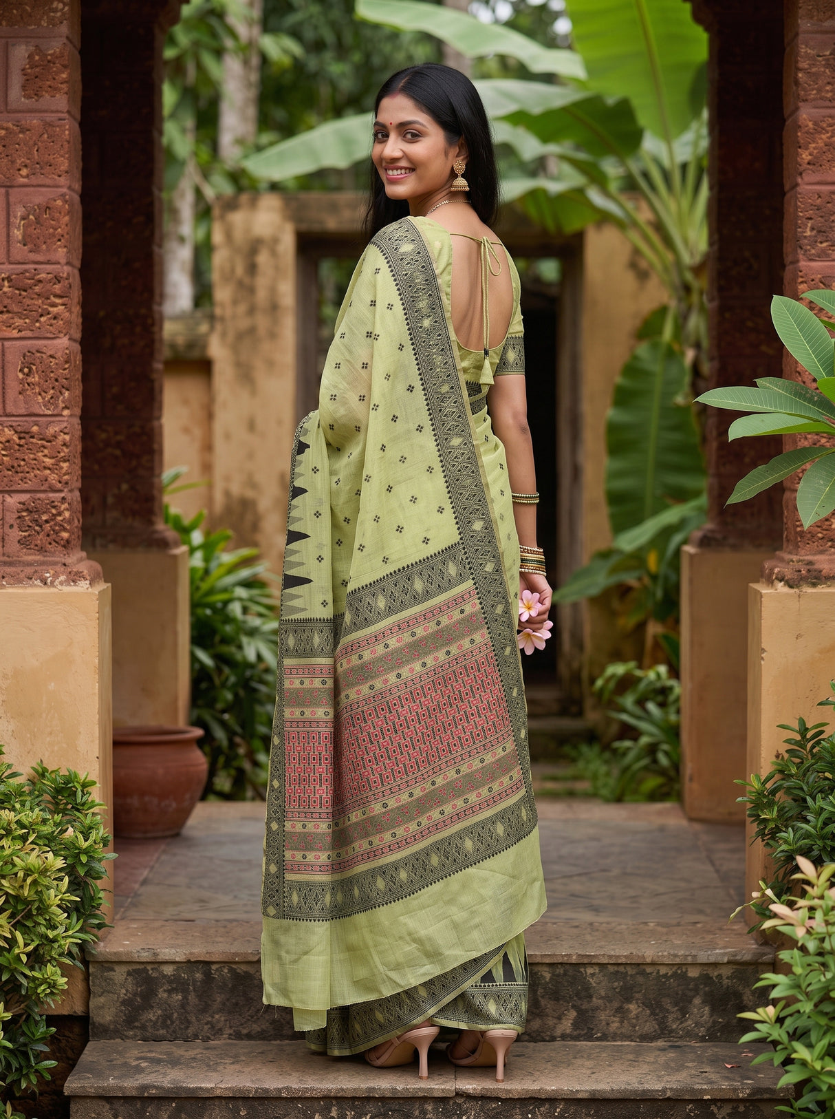 MIMOSA Pista Saree Saree — pose 7 styling detail