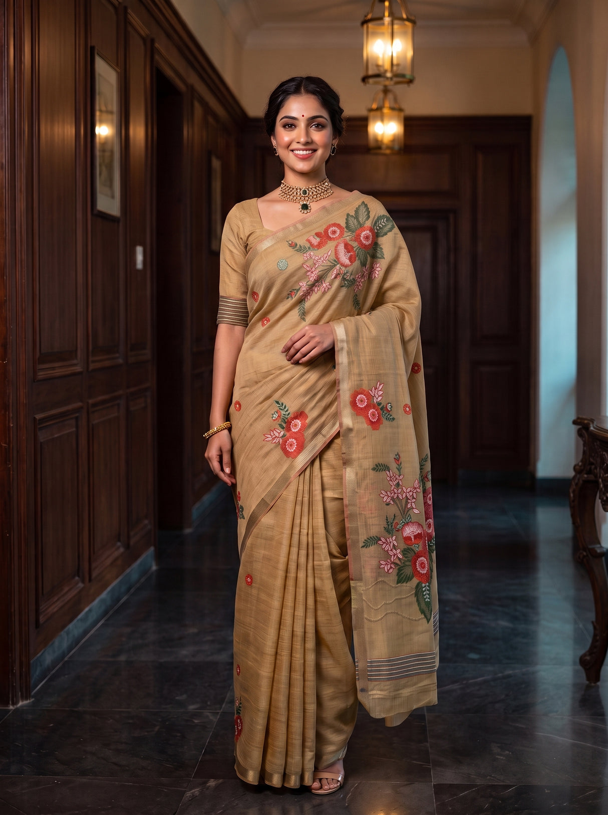 MIMOSA Chiku Saree Saree — pose 10 styling detail