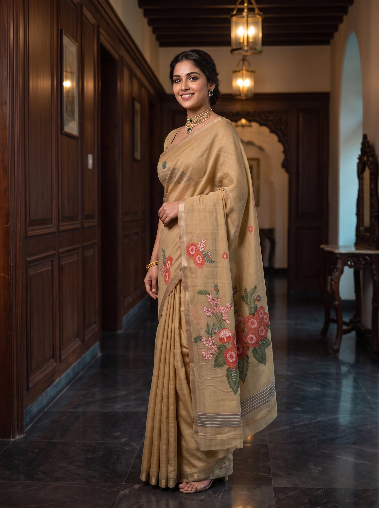 MIMOSA Chiku Saree Saree — pose 3 styling detail