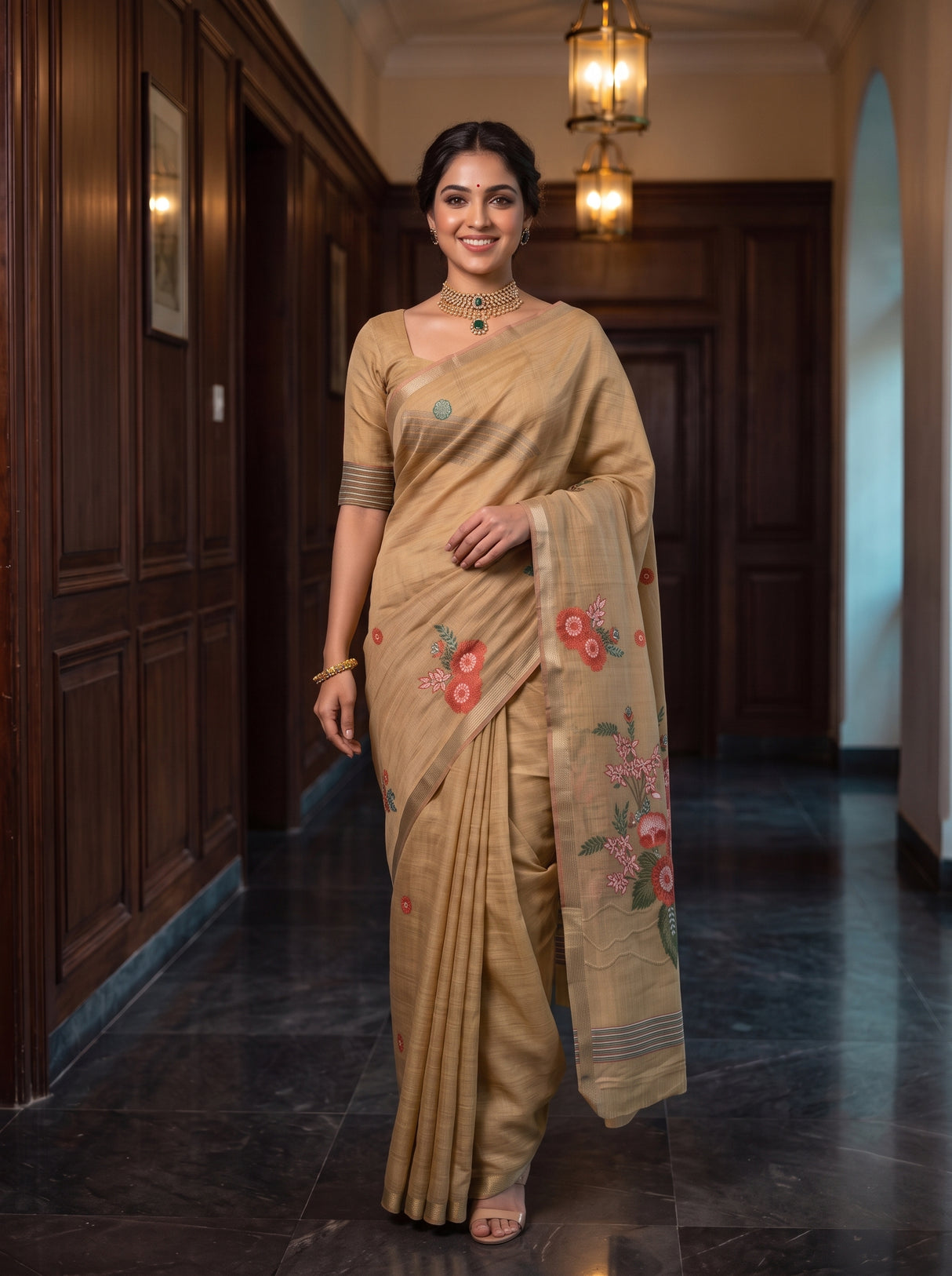 MIMOSA Chiku Saree Saree — pose 6 styling detail