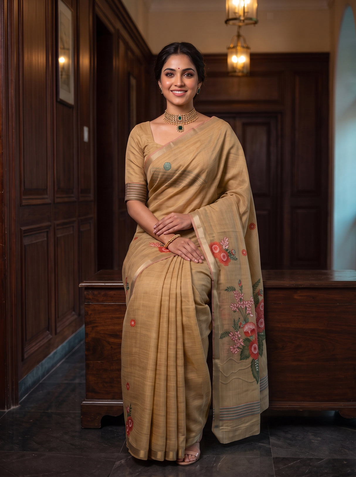 MIMOSA Chiku Saree Saree — pose 8 styling detail