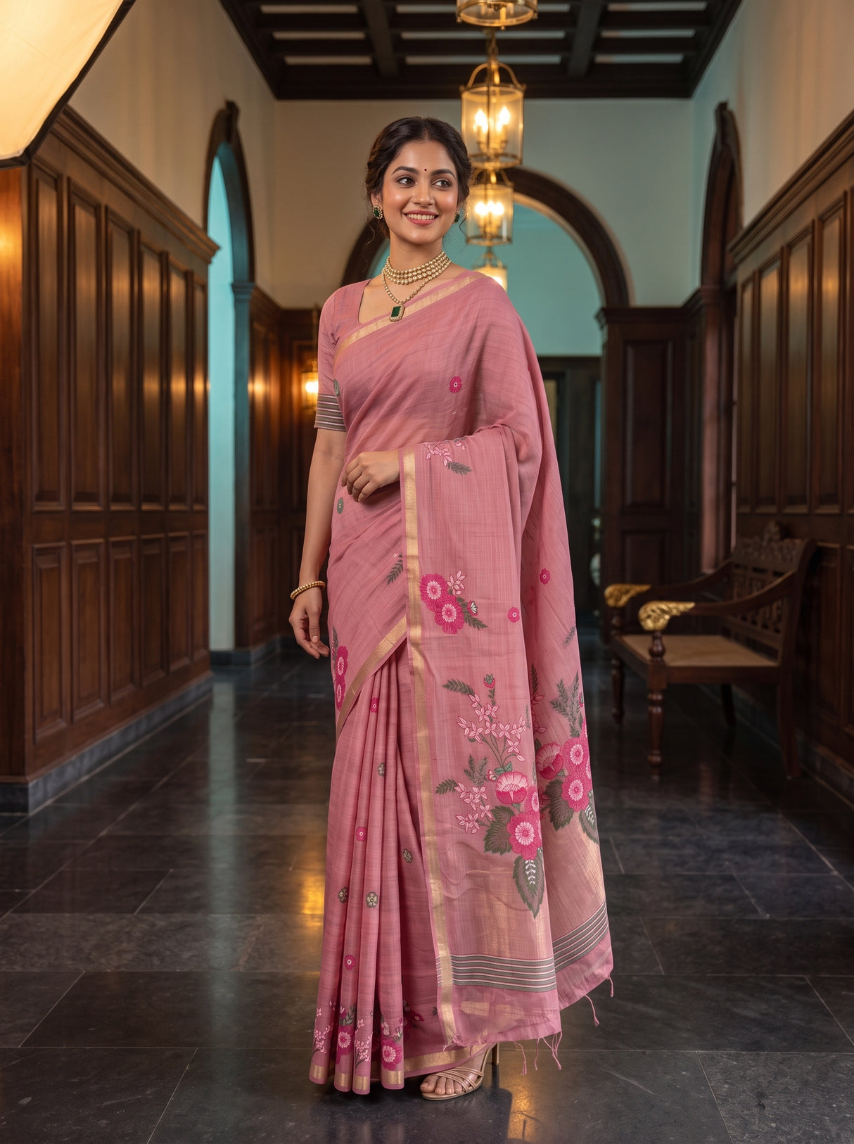 MIMOSA Pink Saree Saree — pose 5 styling detail