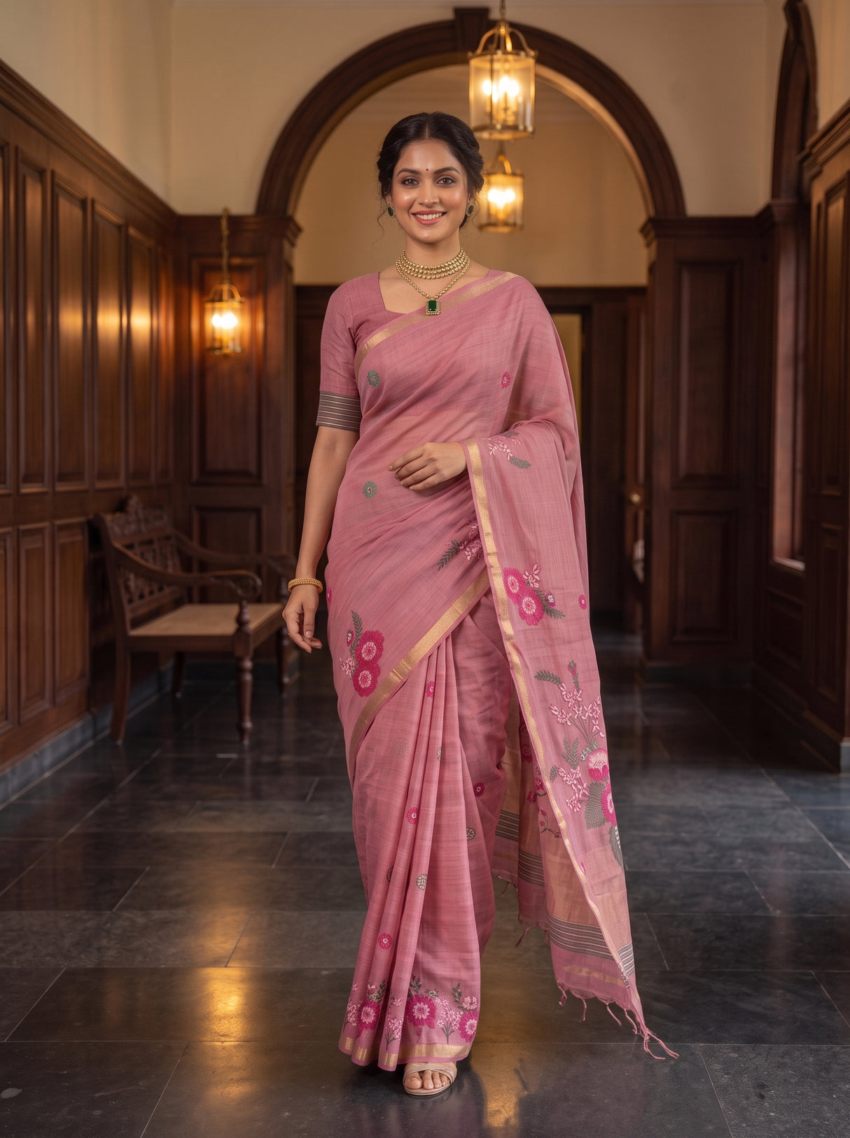 MIMOSA Pink Saree Saree — pose 6 styling detail