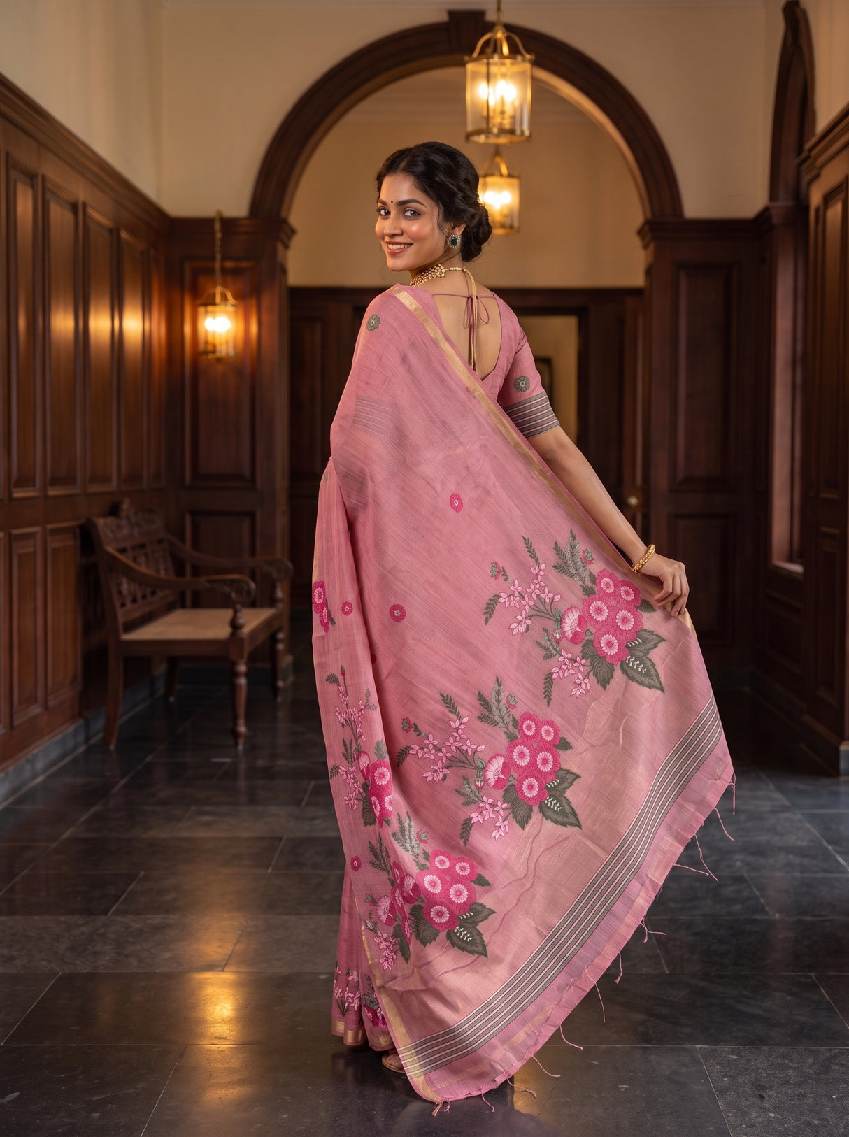 MIMOSA Pink Saree Saree — pose 7 styling detail