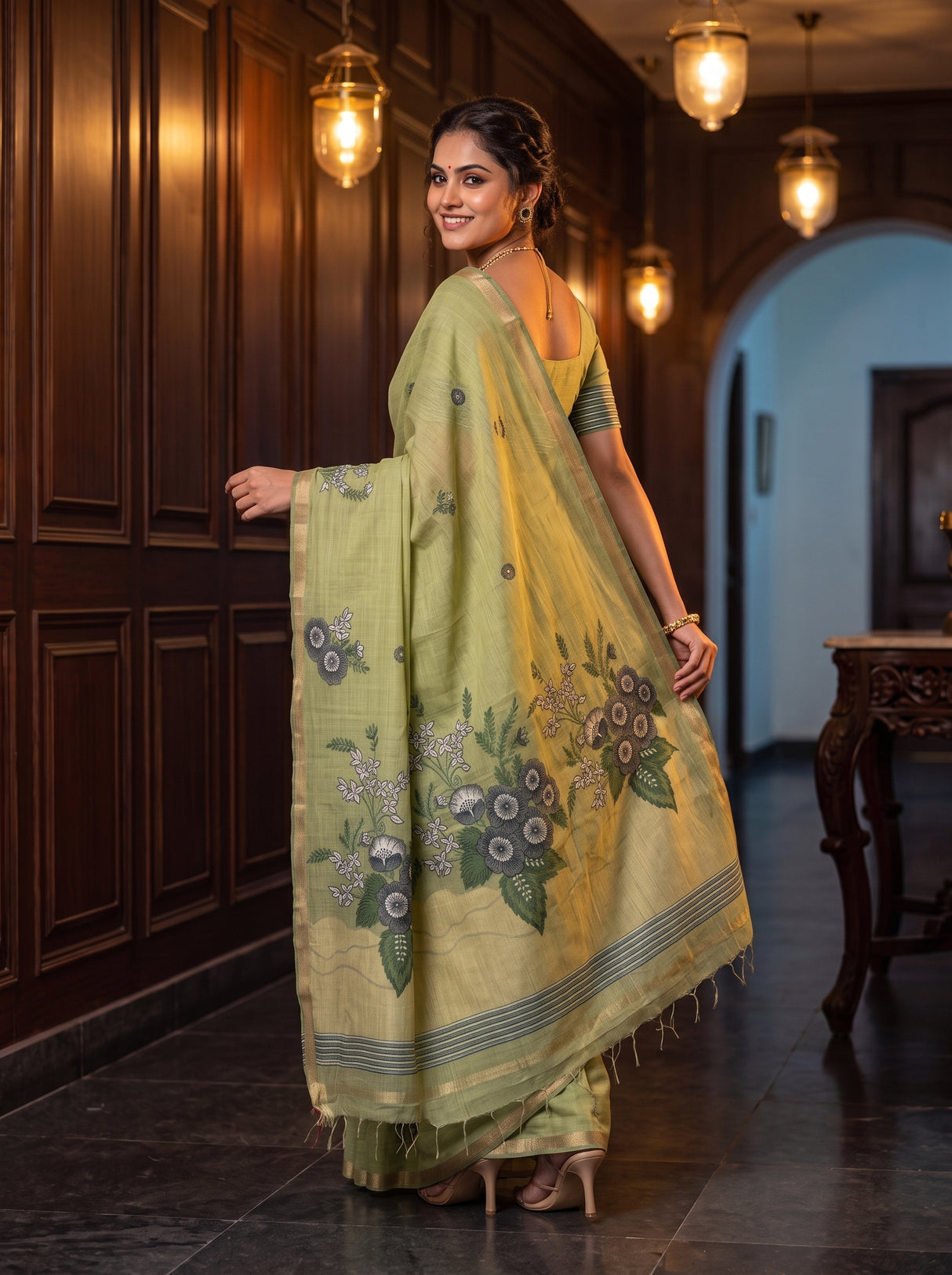 MIMOSA Pista Saree Saree — pose 7 styling detail