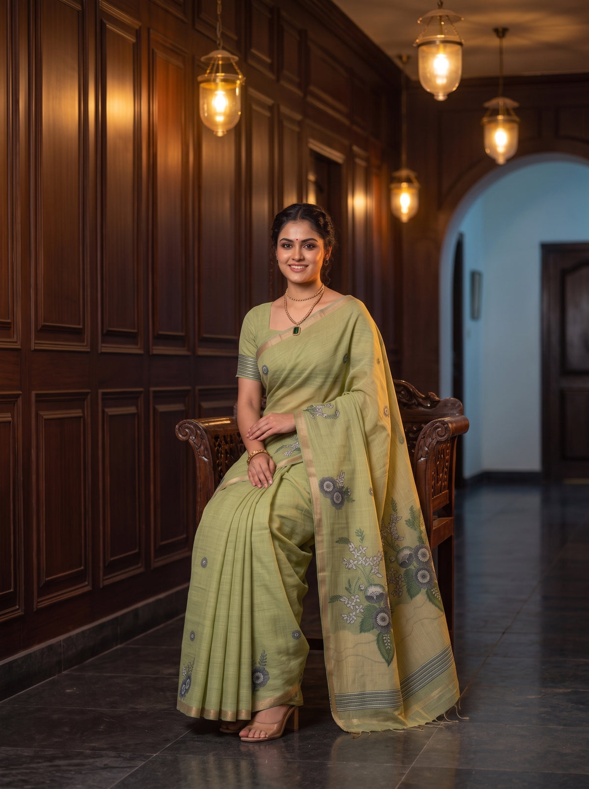 MIMOSA Pista Saree Saree — pose 8 styling detail