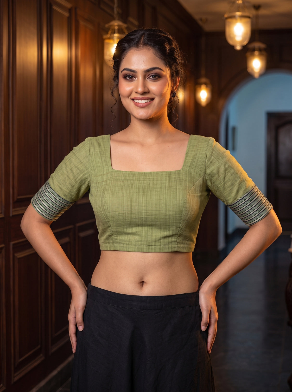 MIMOSA Pista Saree Saree — blouse close-up