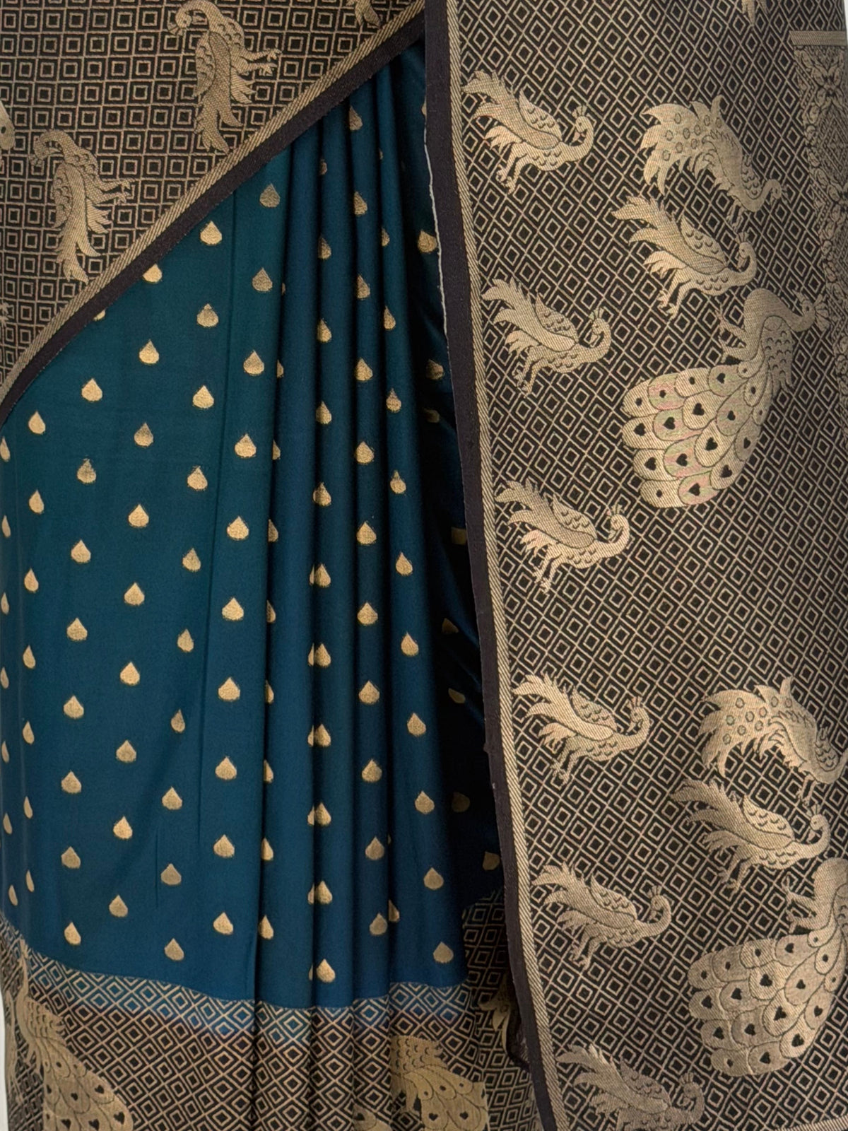 MIMOSA Blue Mysore Silk Crepe Saree — fleets shot full lifestyle