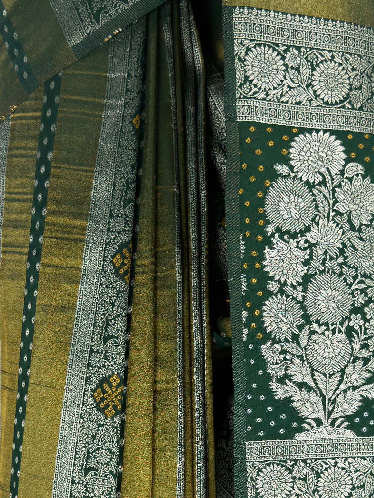 MIMOSA Bottle Green Saree Saree — fleets shot full lifestyle