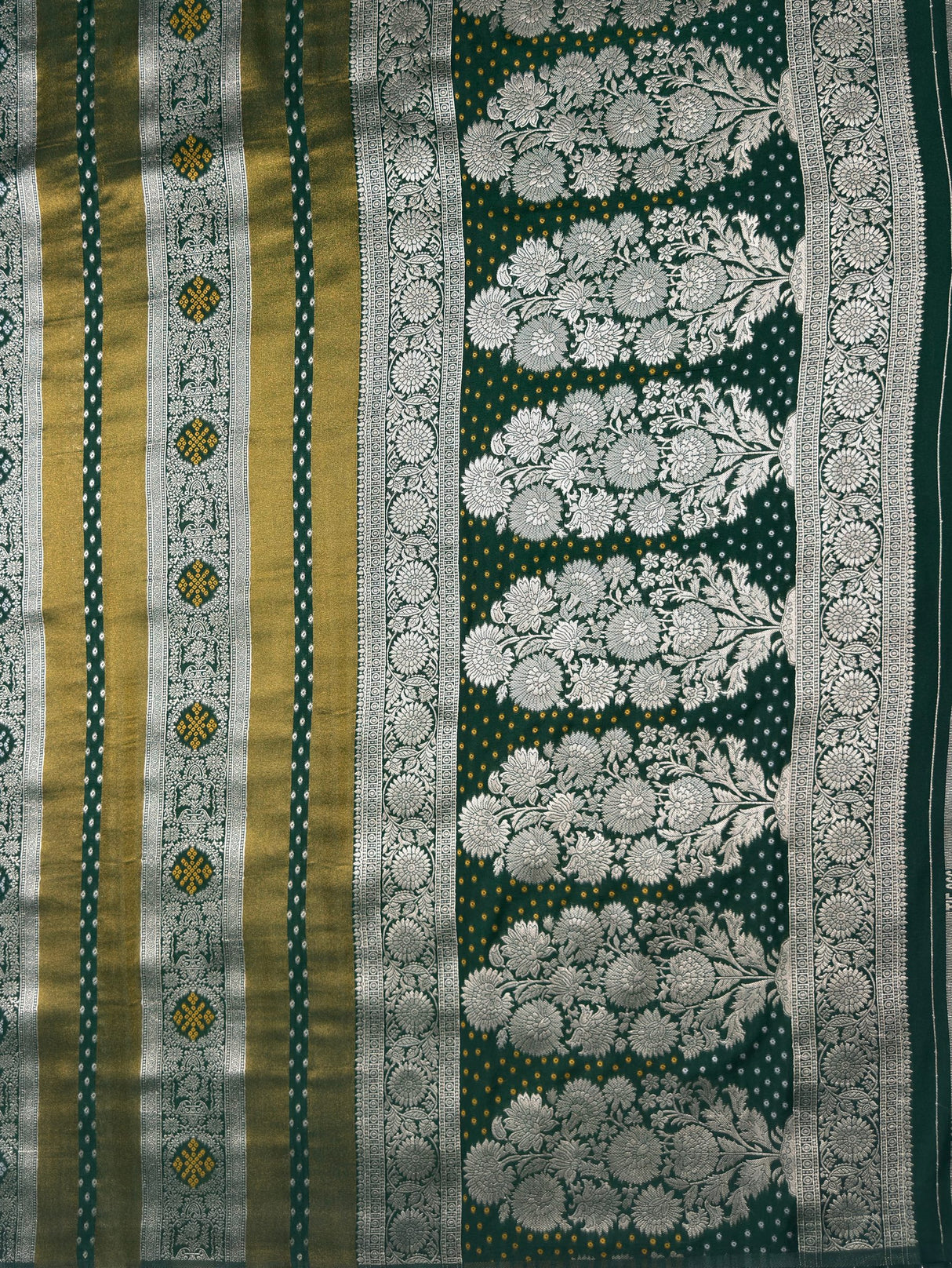 MIMOSA Bottle Green Saree Saree — pallu and zari work detail