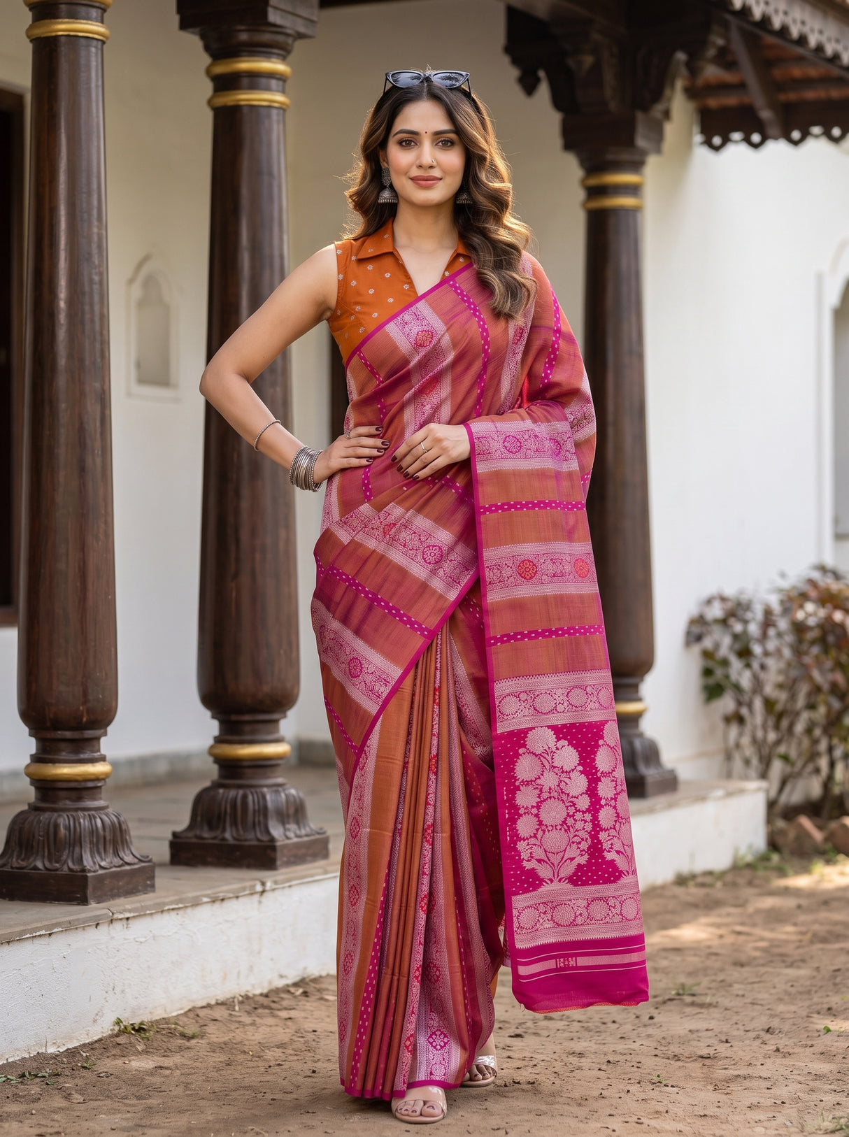MIMOSA Rani Saree Saree — pose 4 styling detail