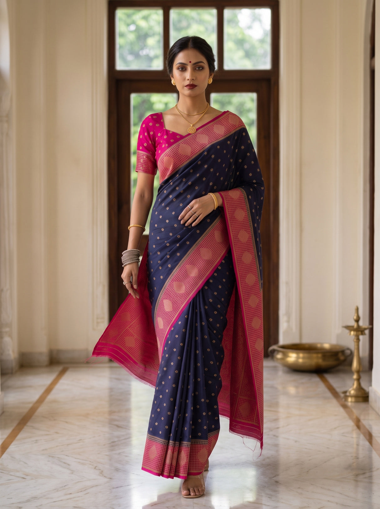 MIMOSA Navy Saree Saree — pose 6 styling detail