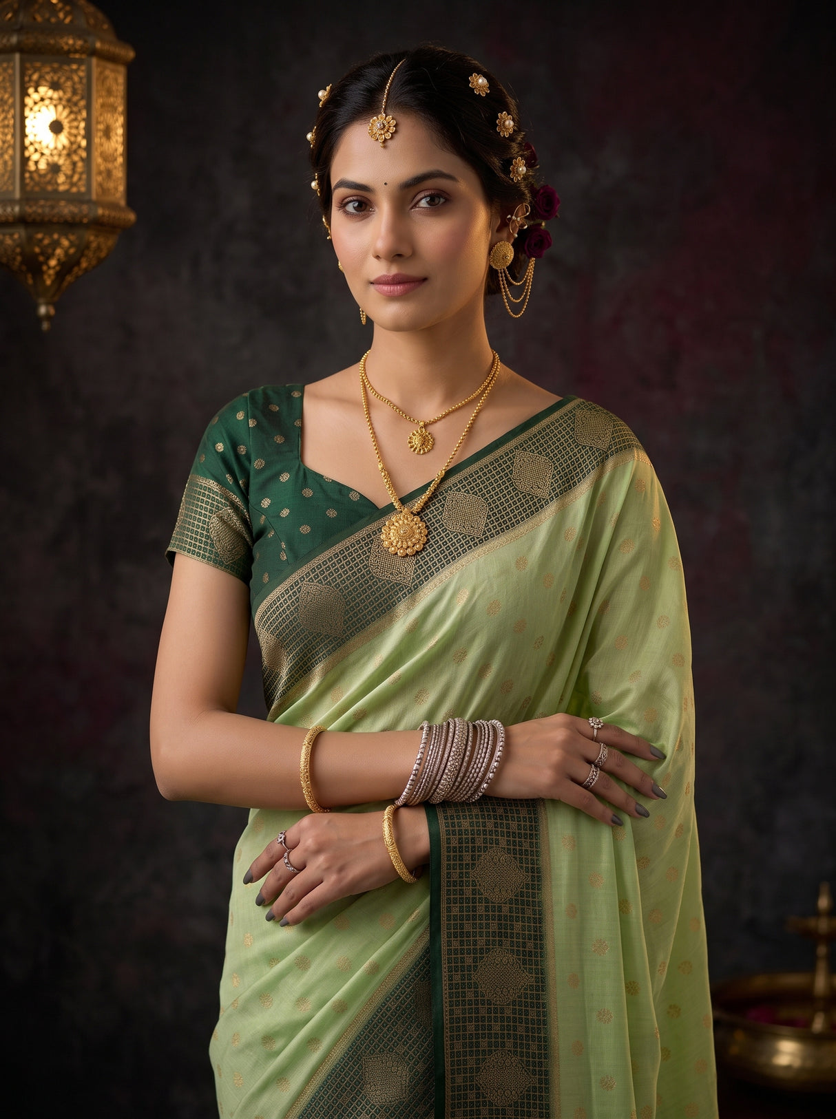 MIMOSA Pista Saree Saree — pose 10 styling detail