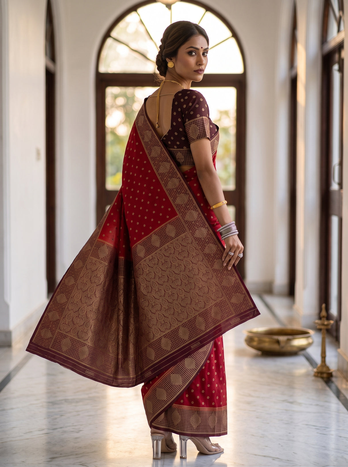 MIMOSA Red Saree Saree — pose 7 styling detail