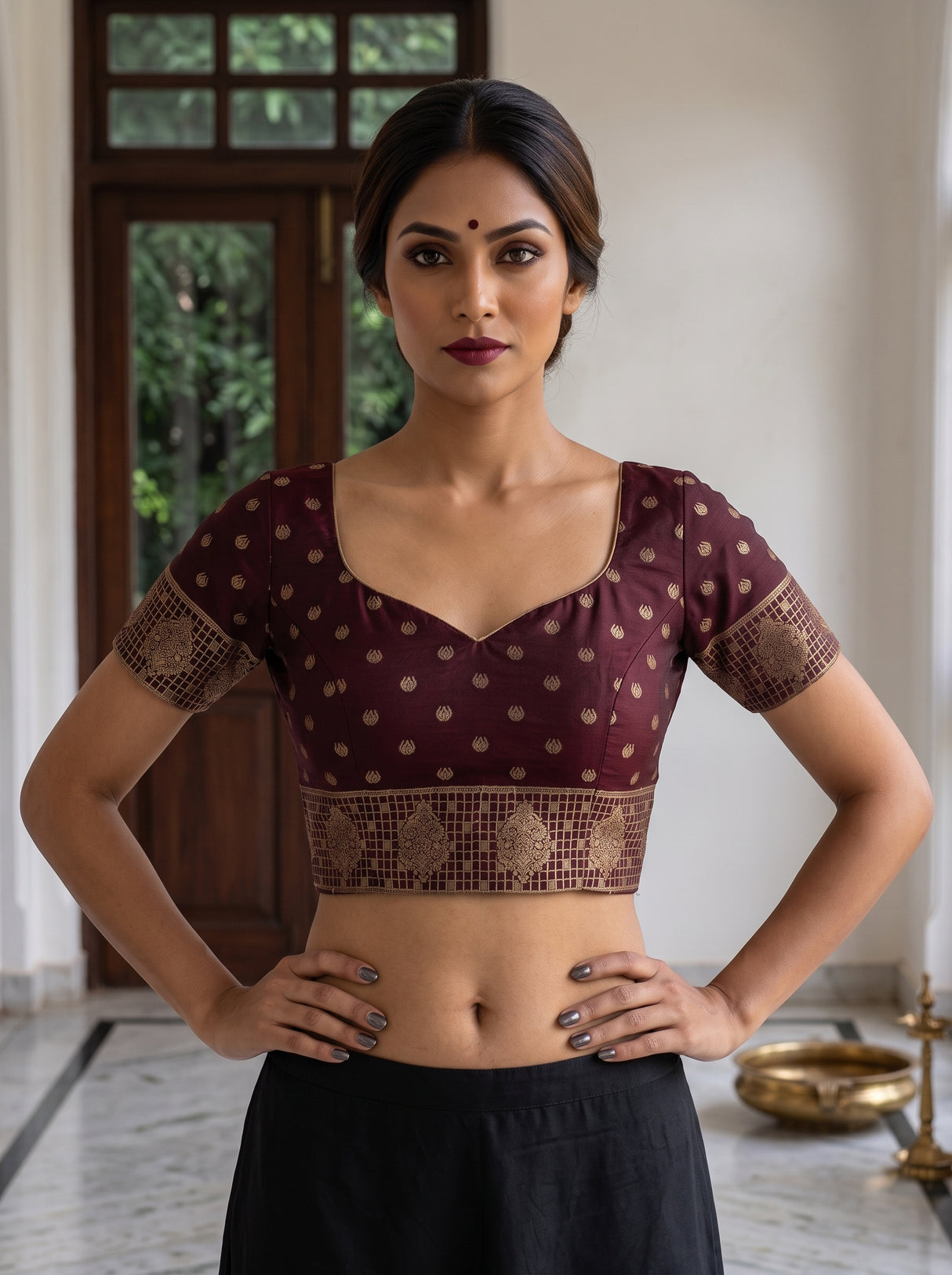 MIMOSA Red Saree Saree — blouse close-up