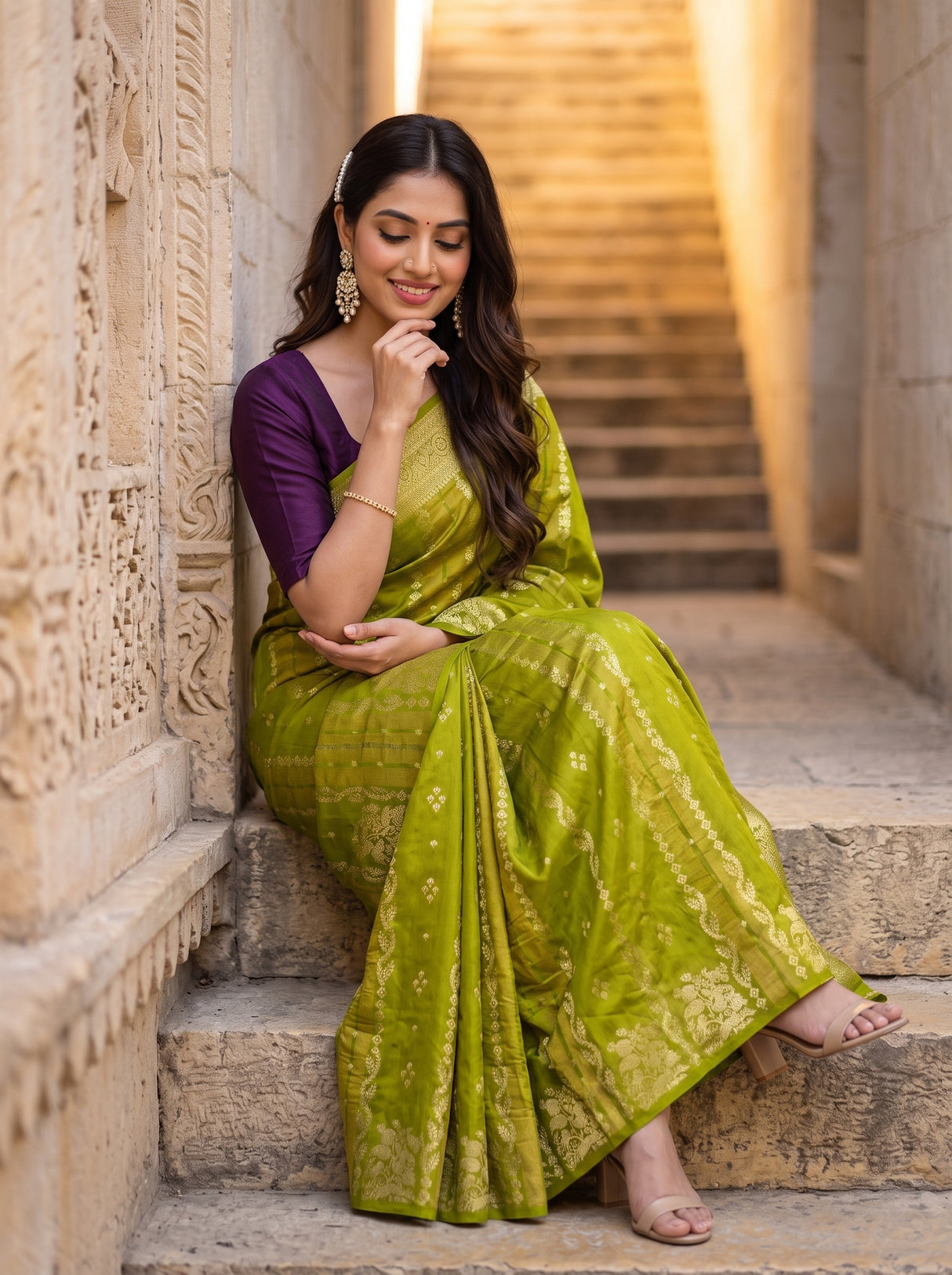 MIMOSA Olive Saree Saree — pose 8 styling detail