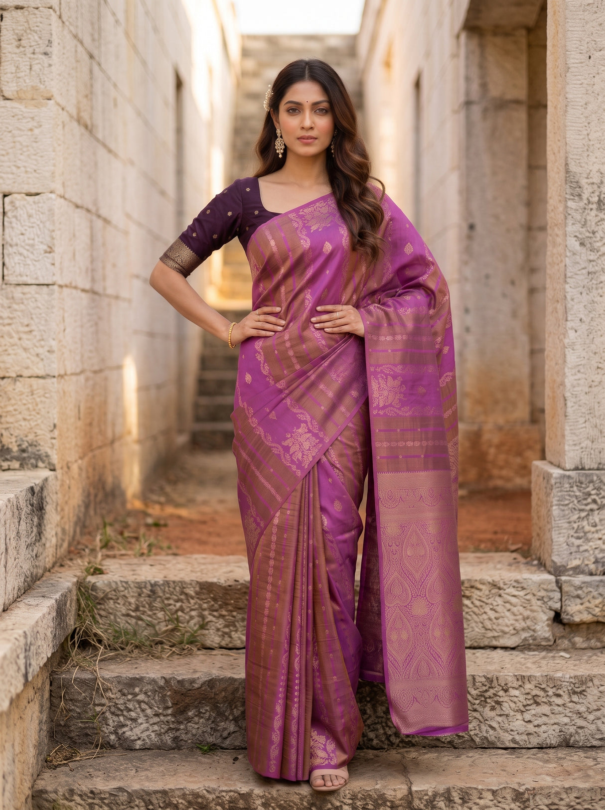 MIMOSA Pink Saree Saree — pose 4 styling detail