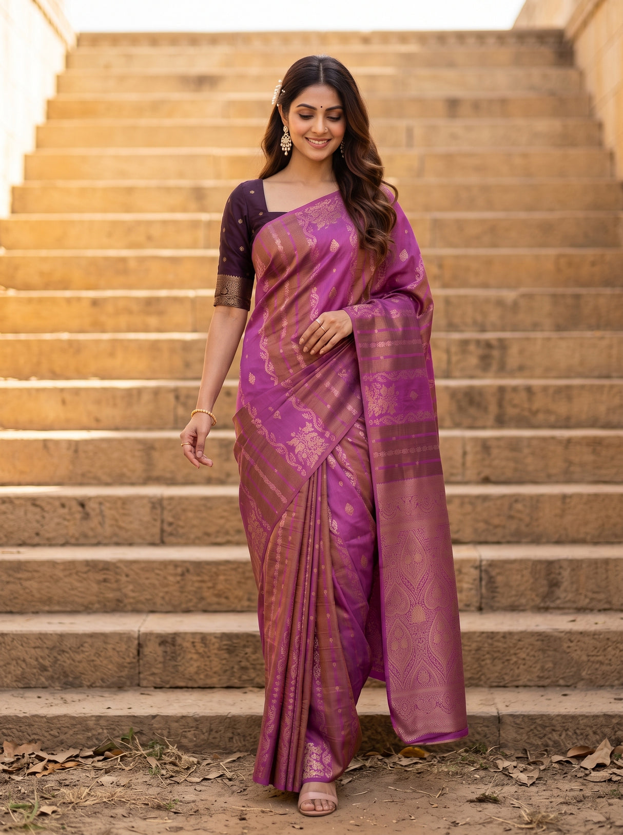 MIMOSA Pink Saree Saree — pose 6 styling detail