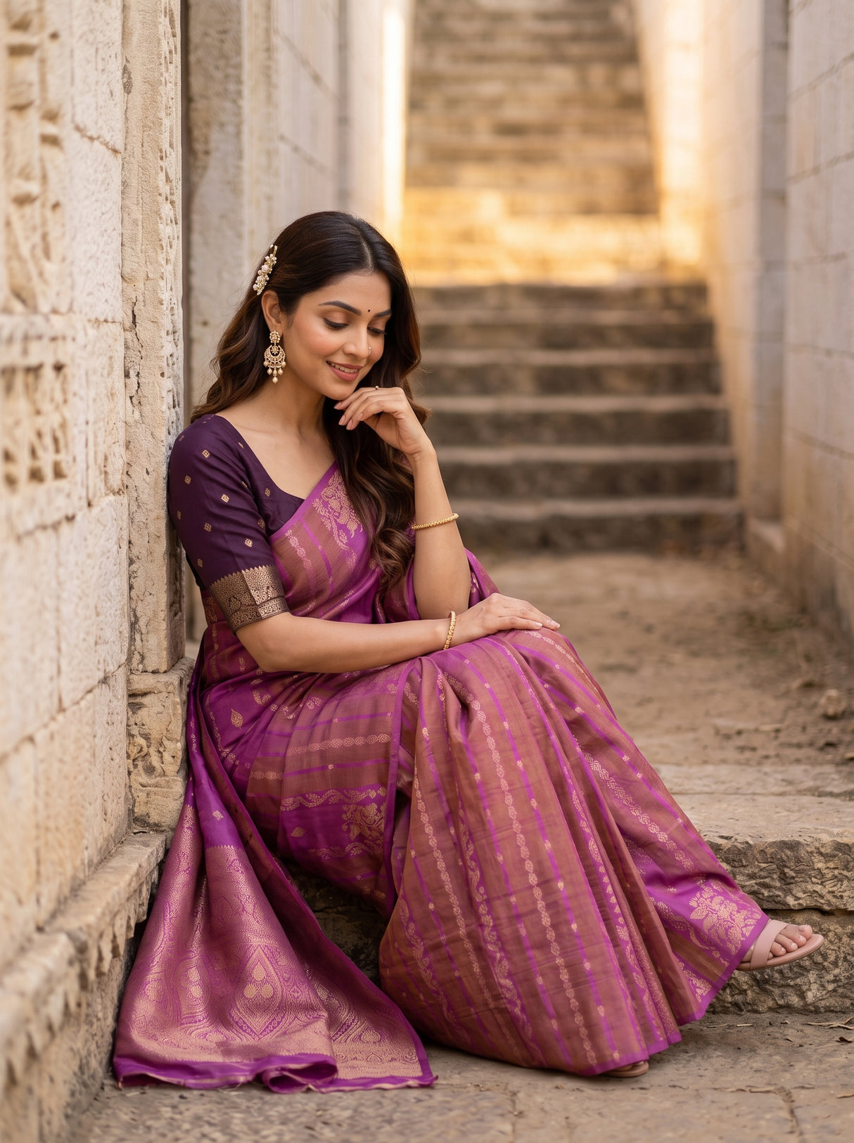 MIMOSA Pink Saree Saree — pose 8 styling detail