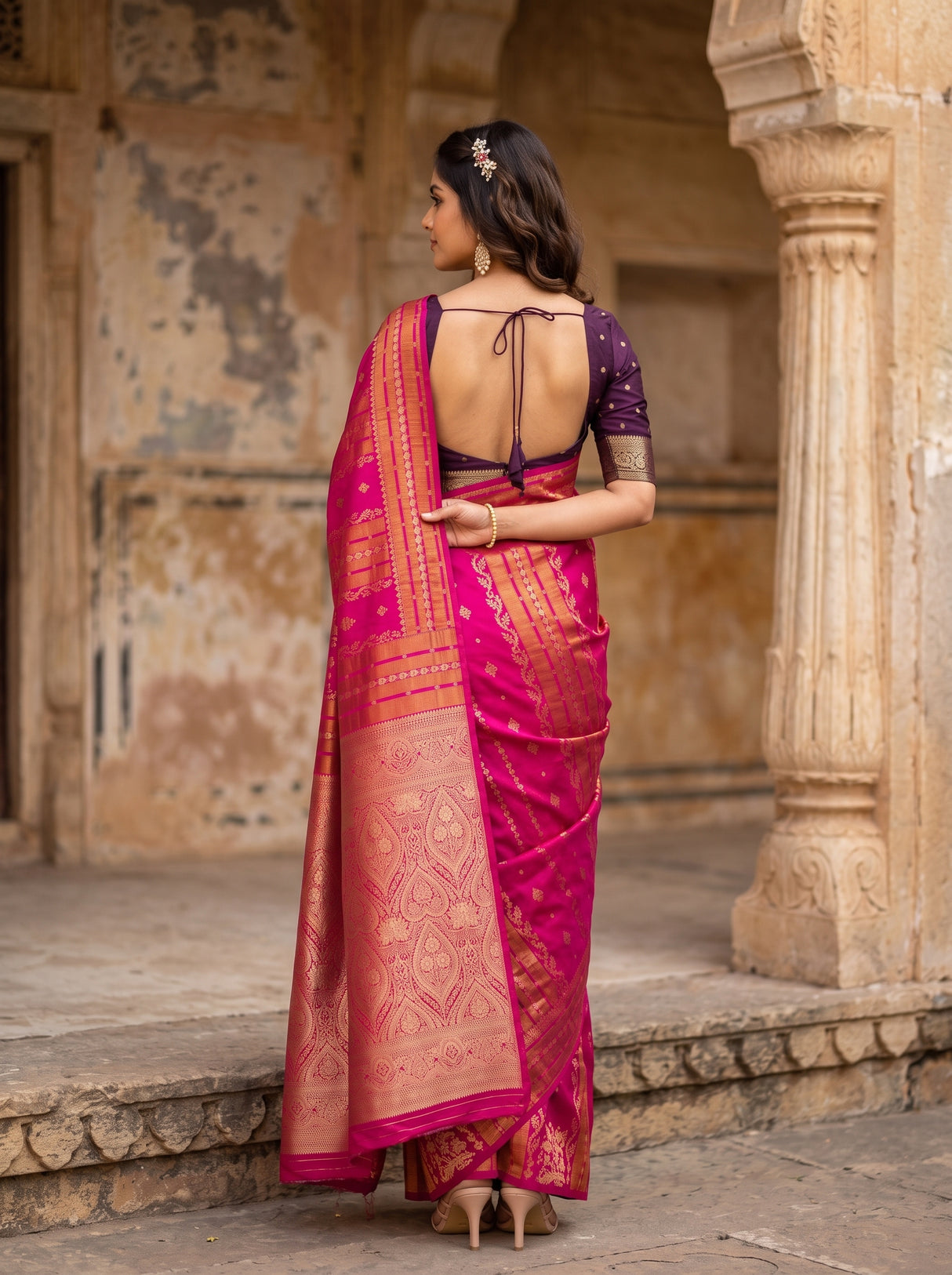 MIMOSA Rani Saree Saree — pose 2 styling detail