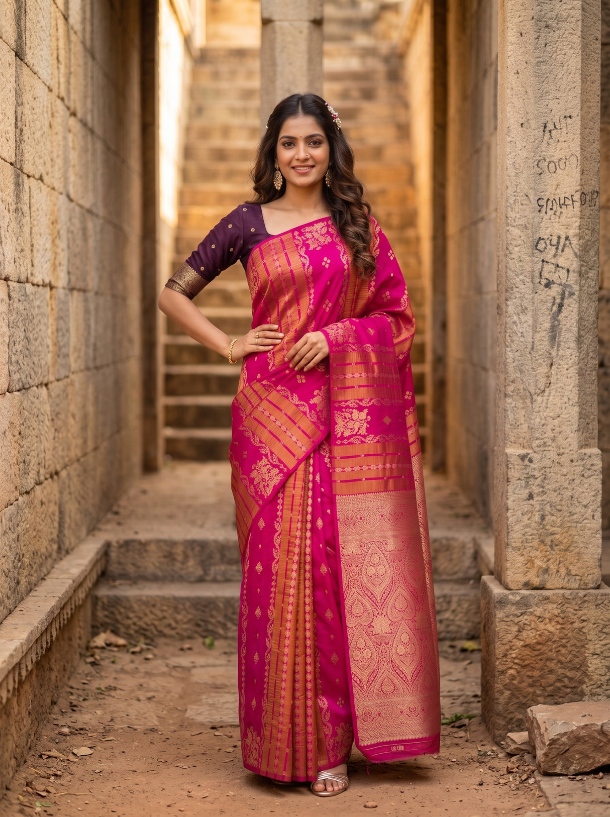 MIMOSA Rani Saree Saree — pose 4 styling detail