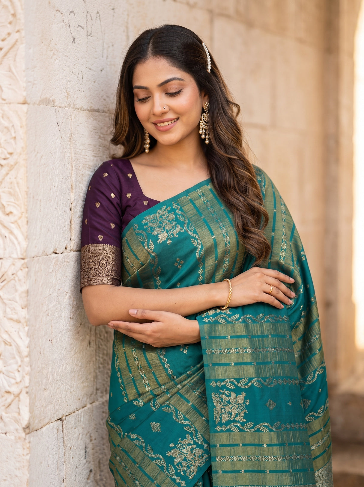 MIMOSA Sapphire Saree Saree — pose 10 styling detail