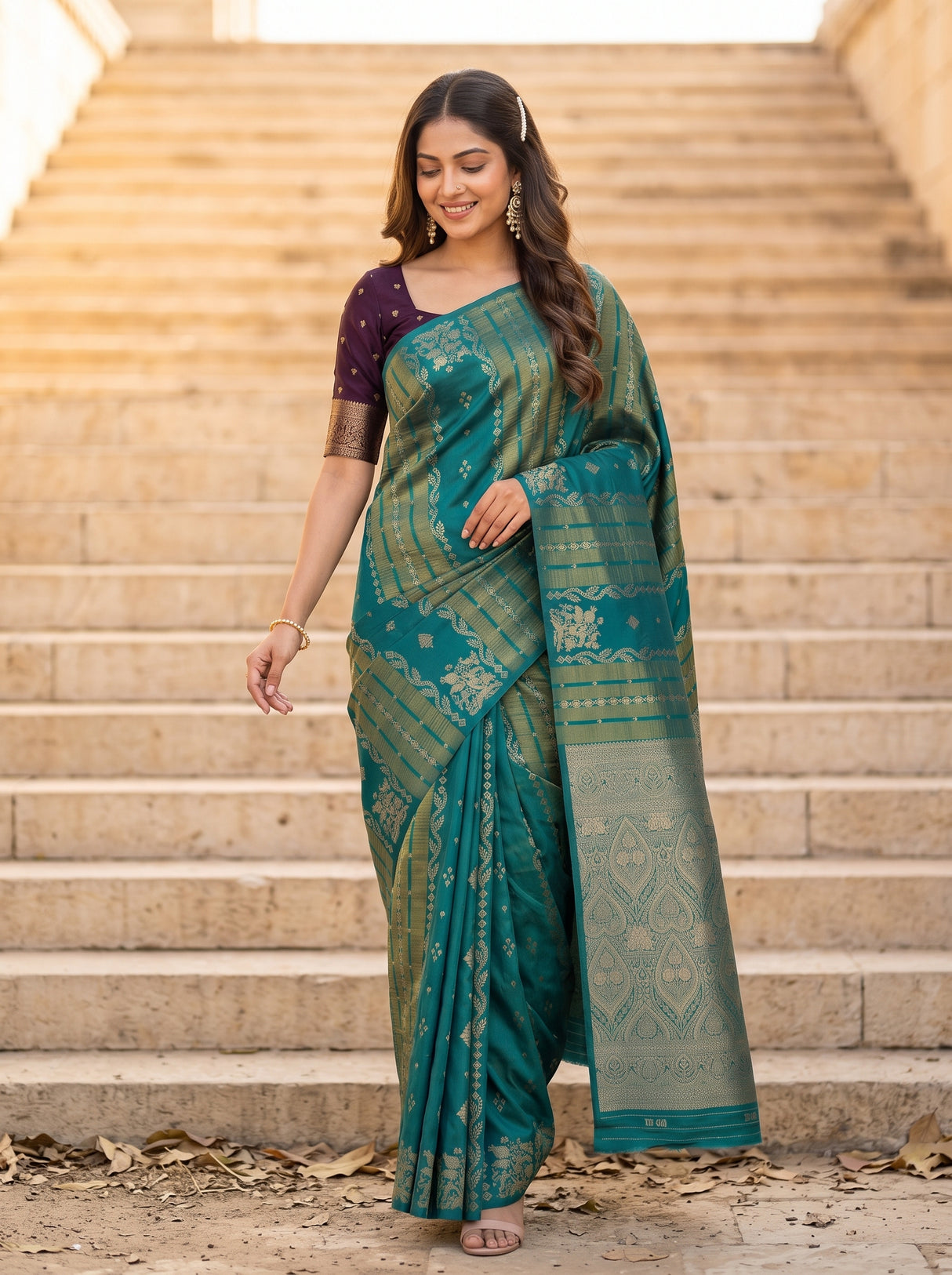 MIMOSA Sapphire Saree Saree — pose 6 styling detail