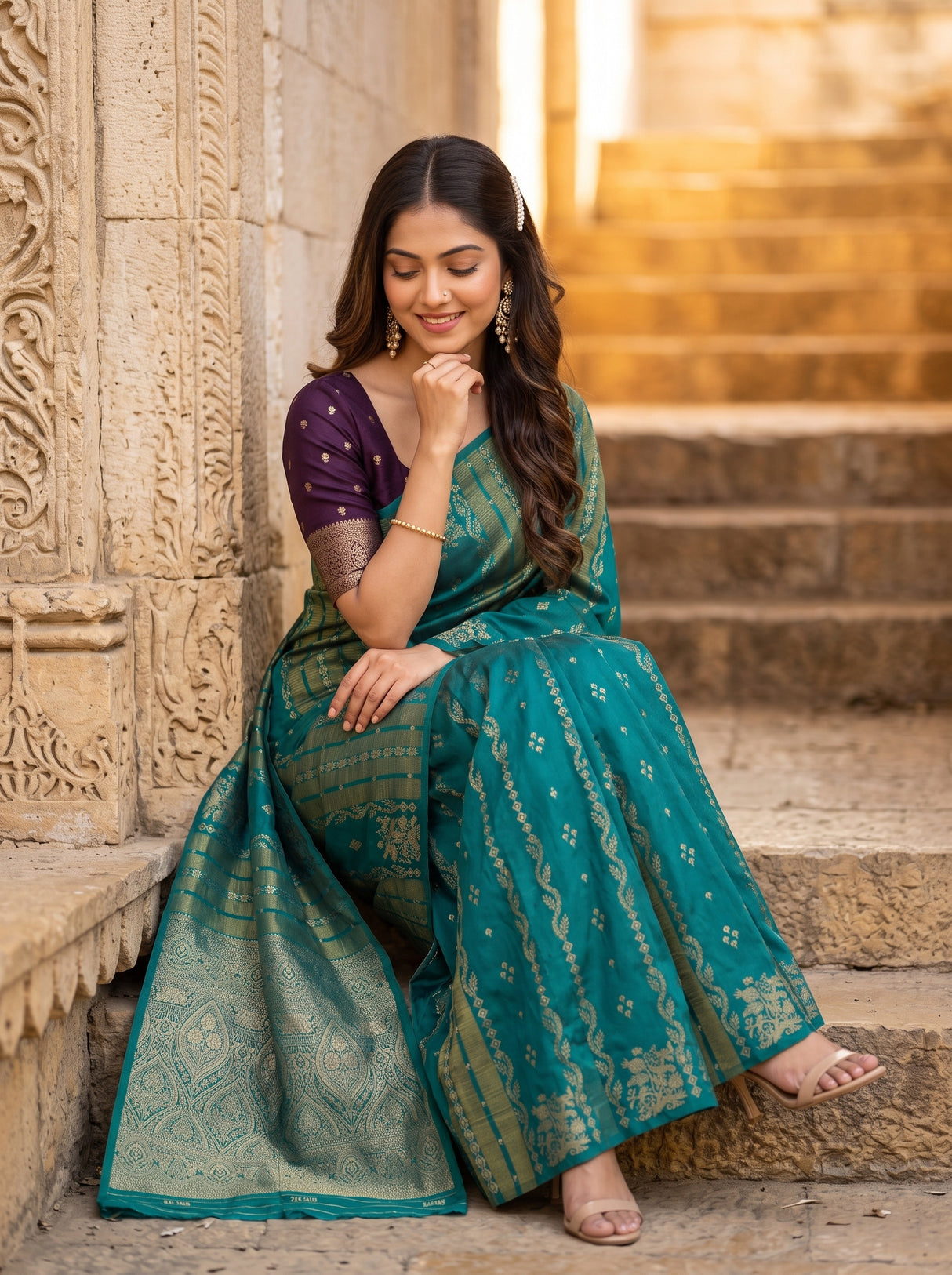 MIMOSA Sapphire Saree Saree — pose 8 styling detail