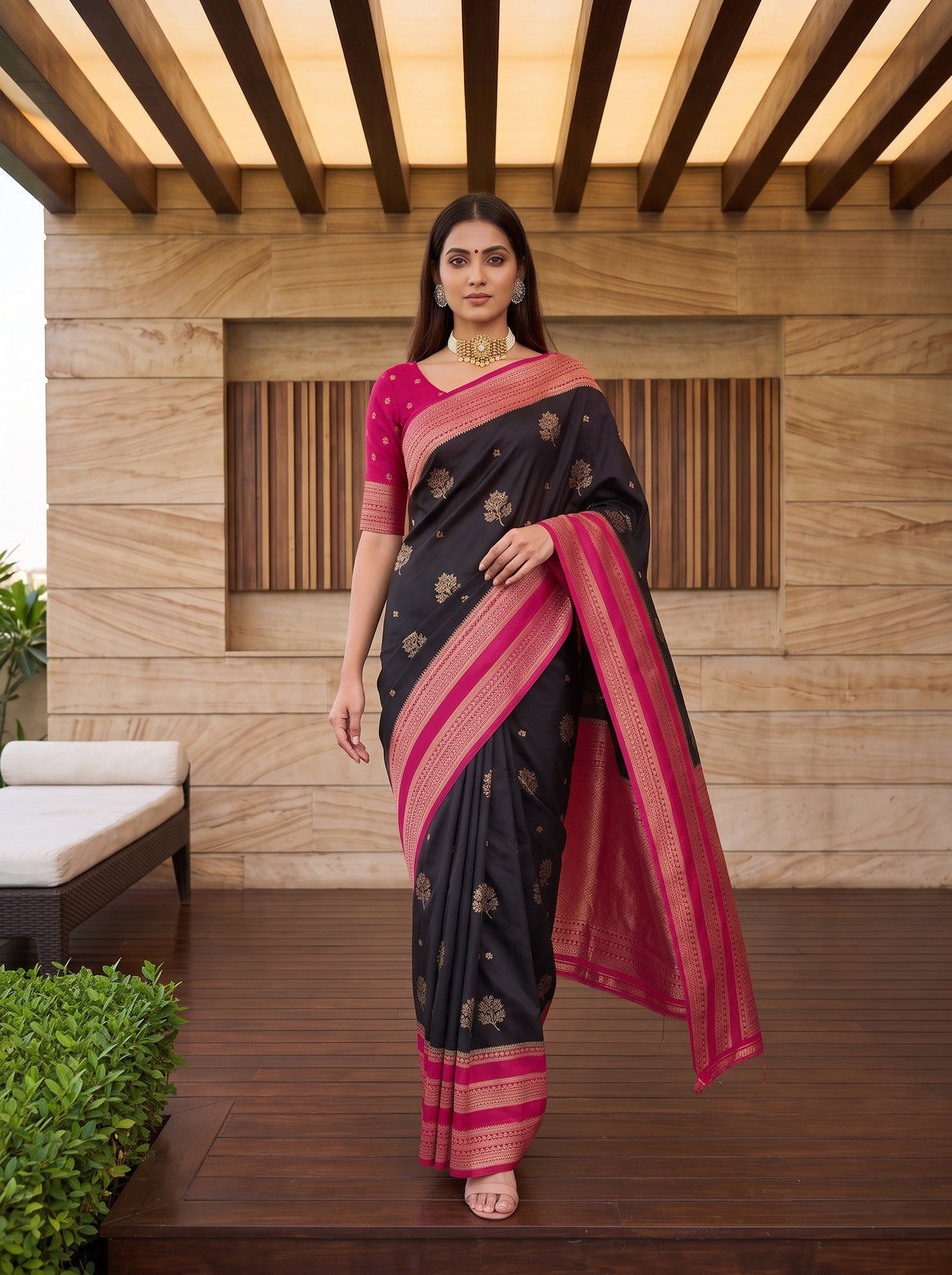 MIMOSA Chocolate Saree Saree — pose 6 styling detail