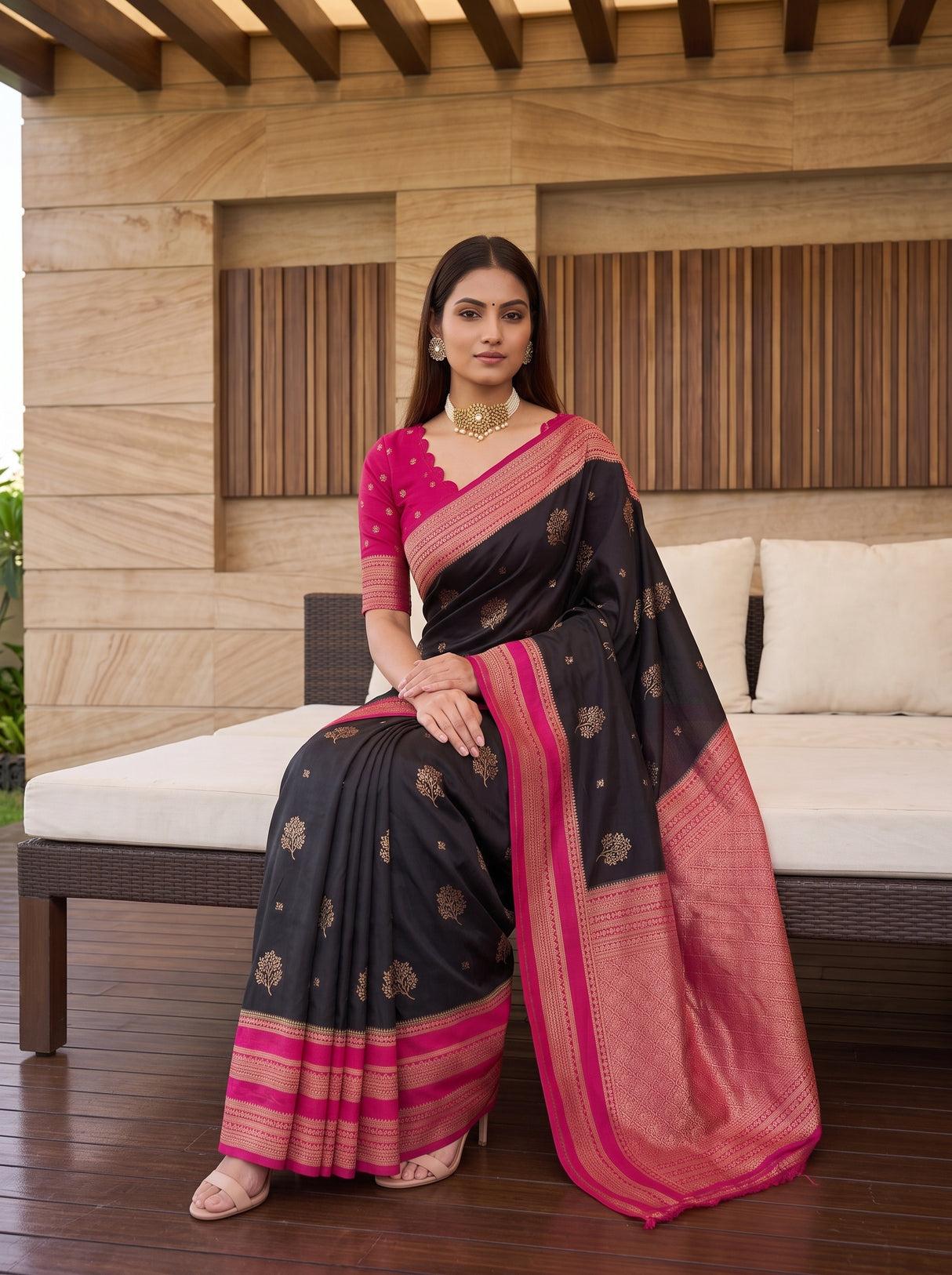 MIMOSA Chocolate Saree Saree — pose 8 styling detail