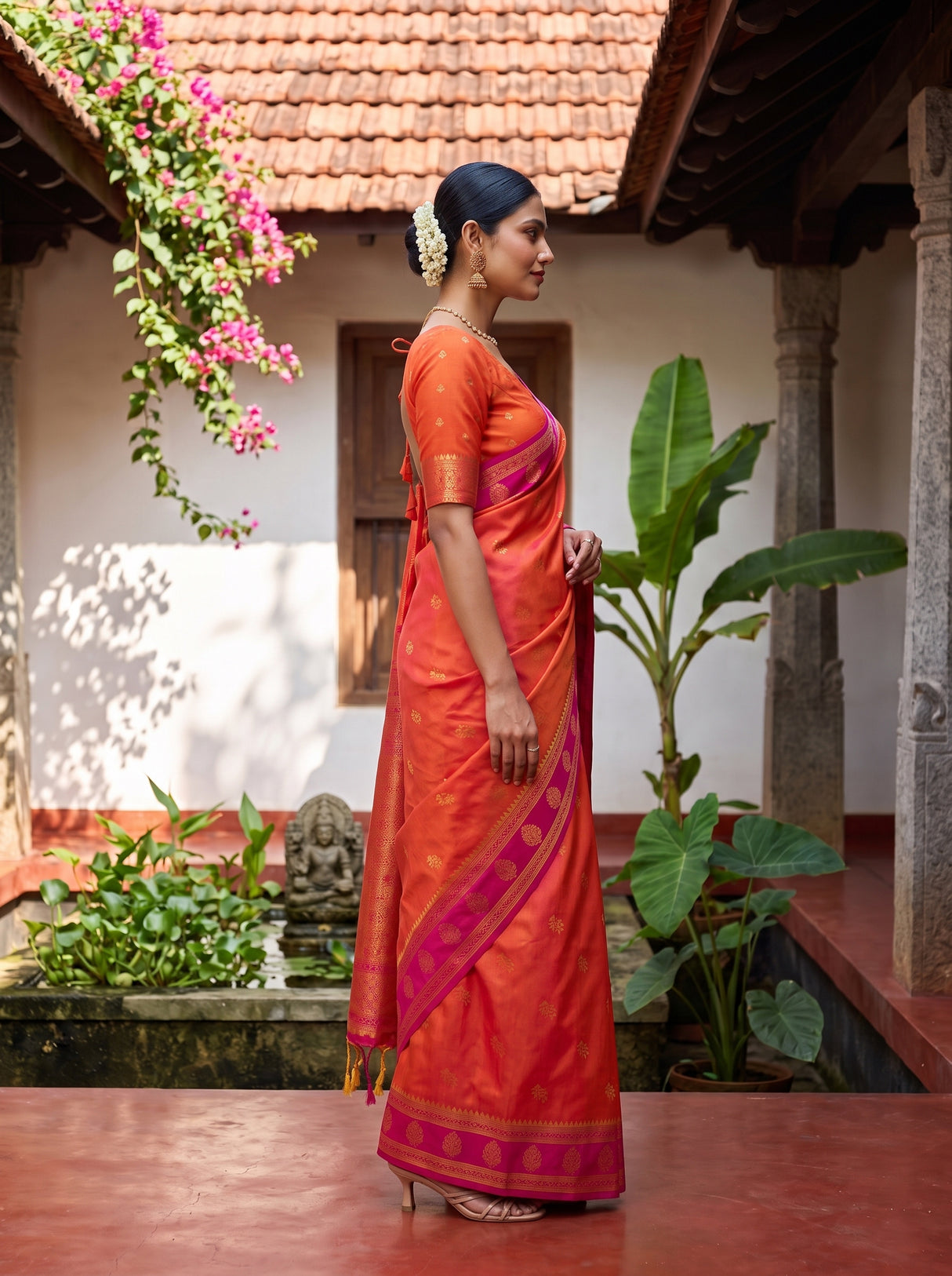 MIMOSA Peach Saree Saree — pose 3 styling detail