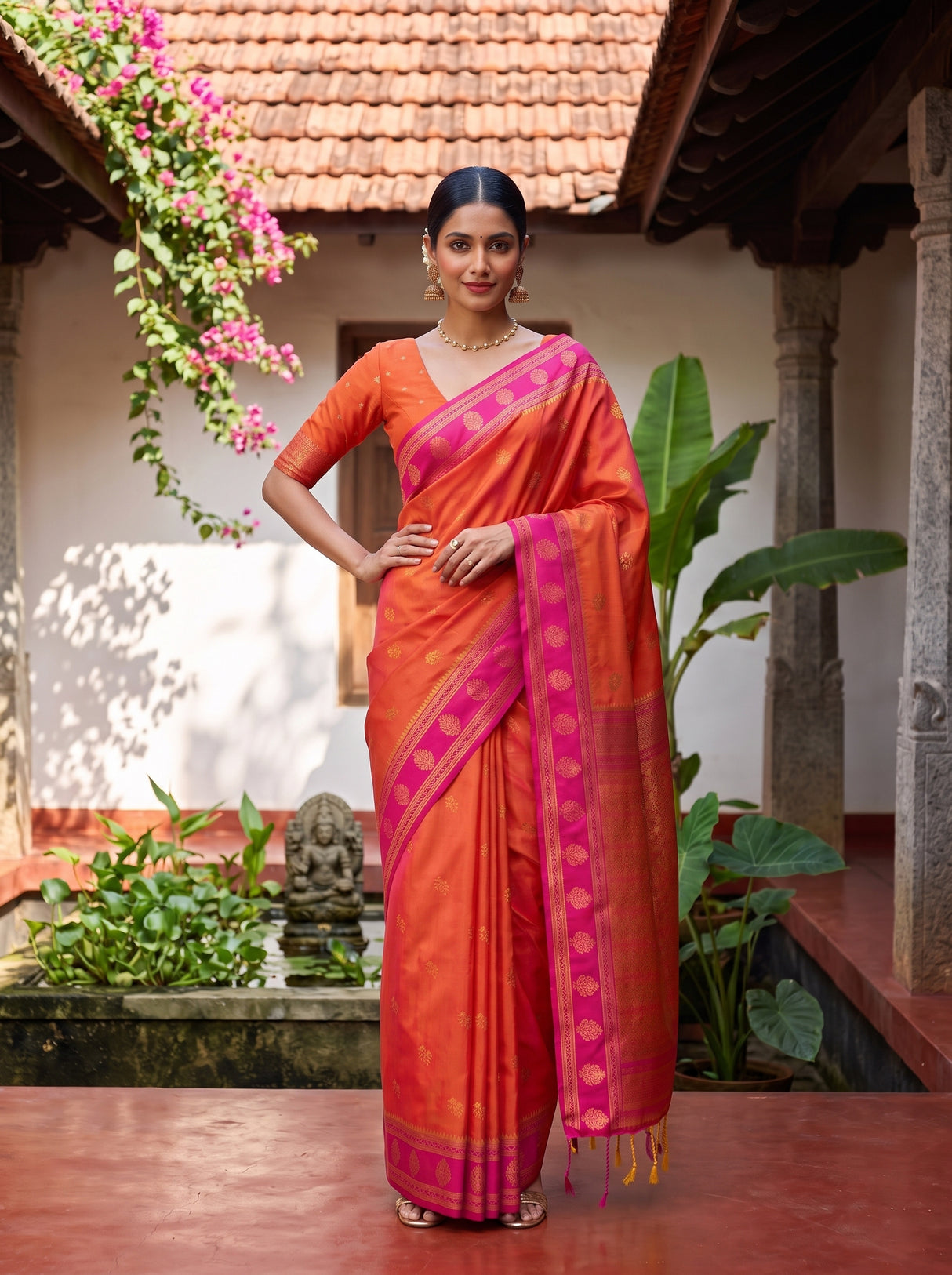 MIMOSA Peach Saree Saree — pose 4 styling detail