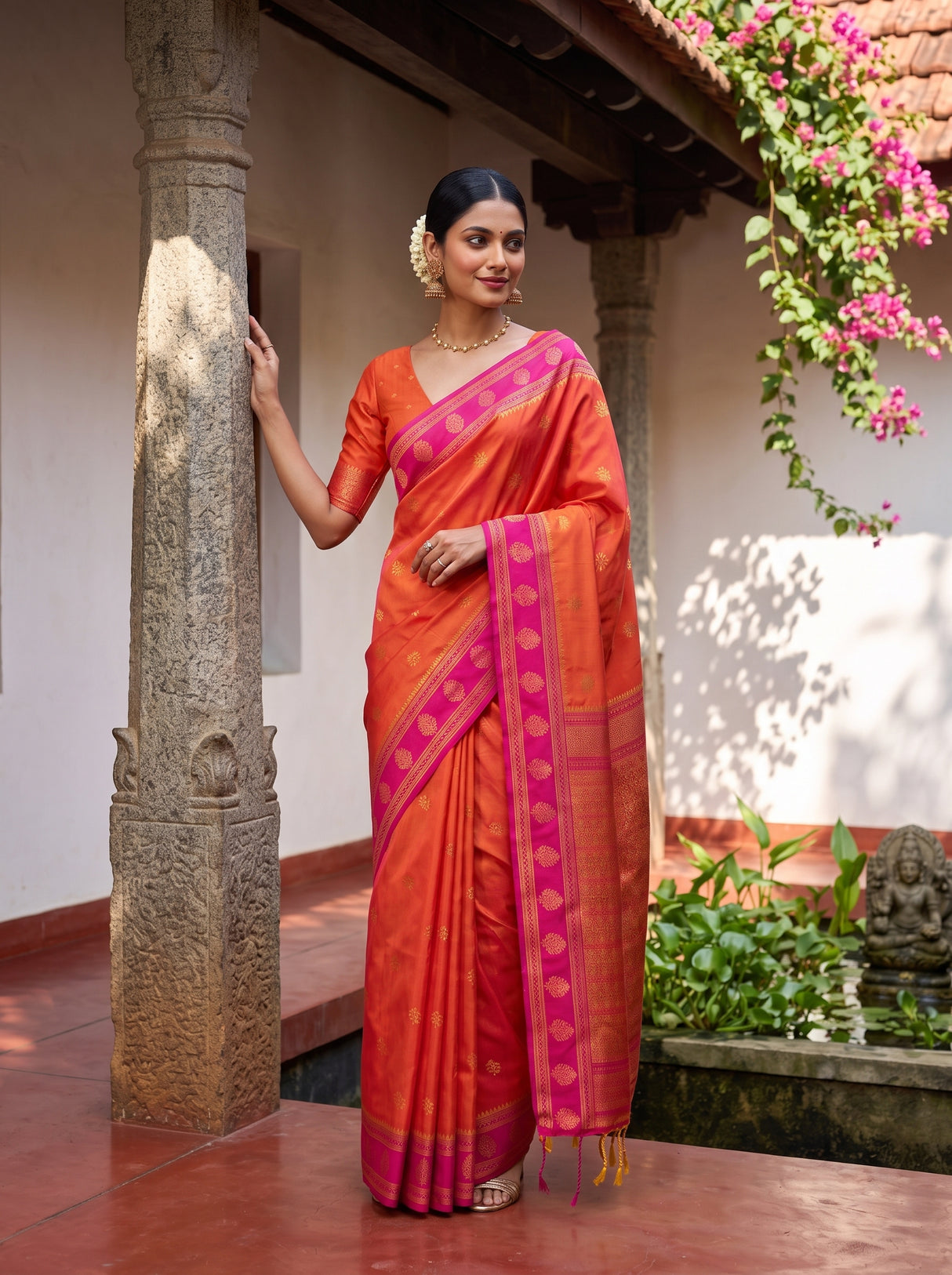 MIMOSA Peach Saree Saree — pose 5 styling detail